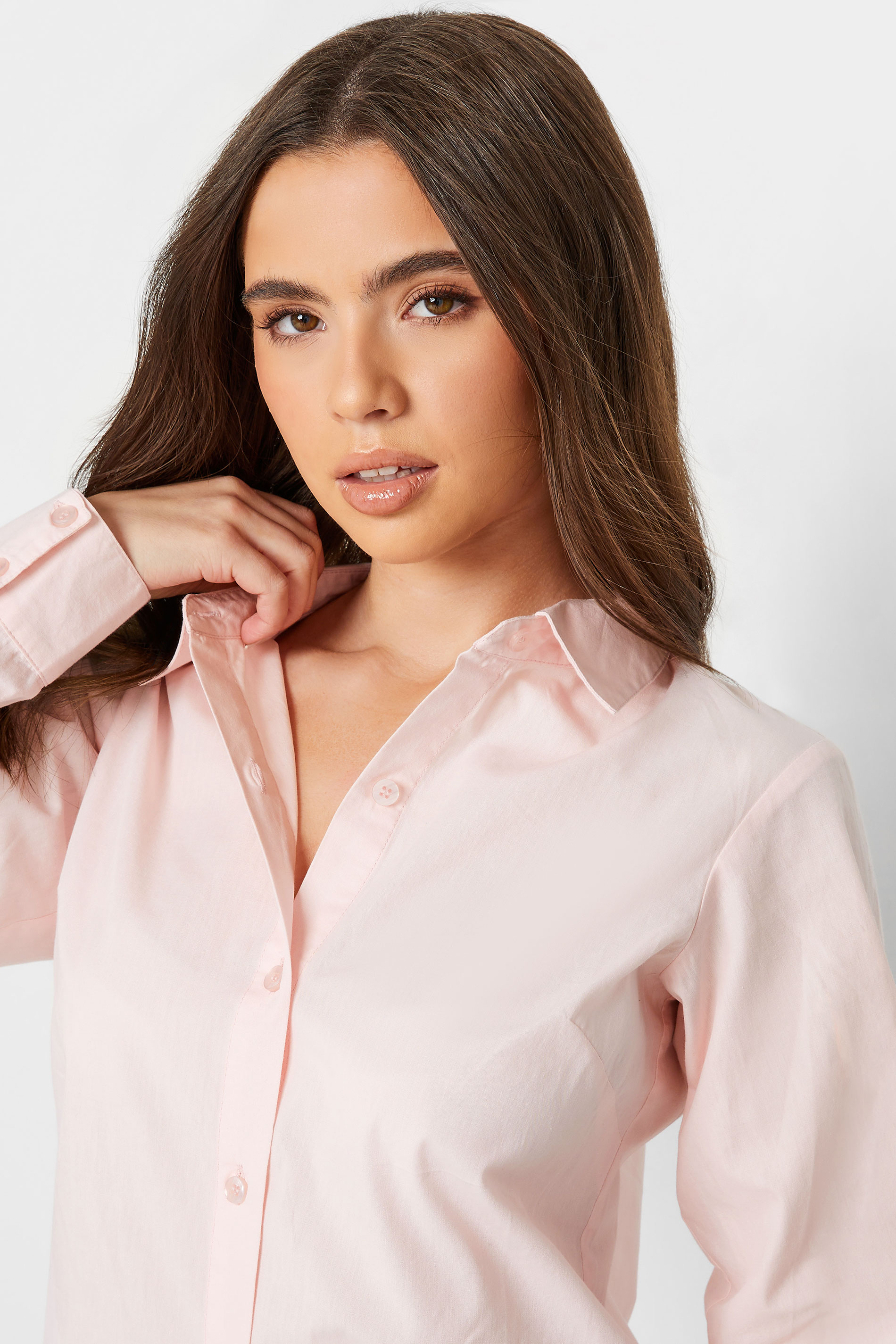 Petite Blush Pink Fitted Cotton Shirt PixieGirl