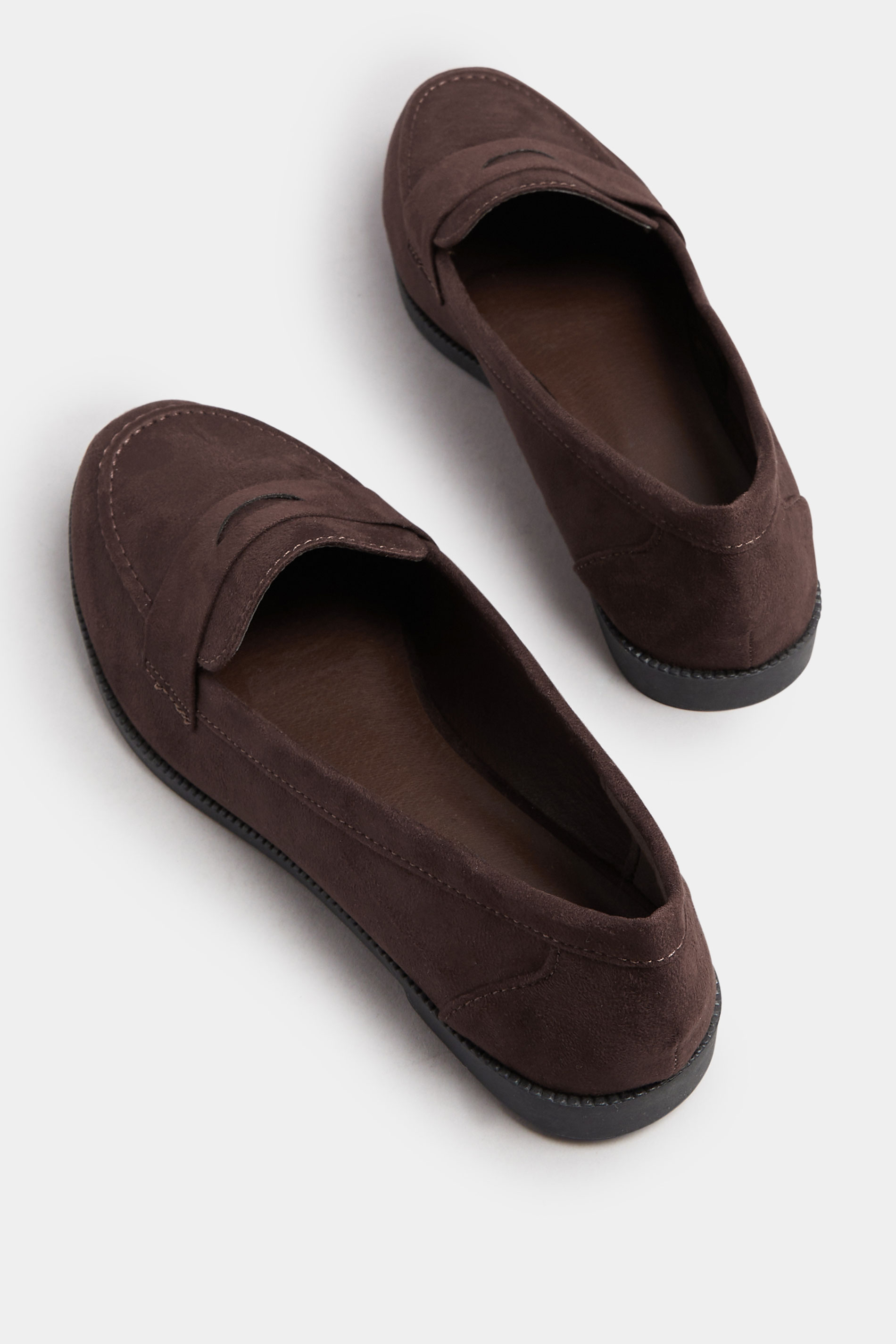 Chocolate Brown Suede Loafers In Wide E Fit | Yours Clothing 4