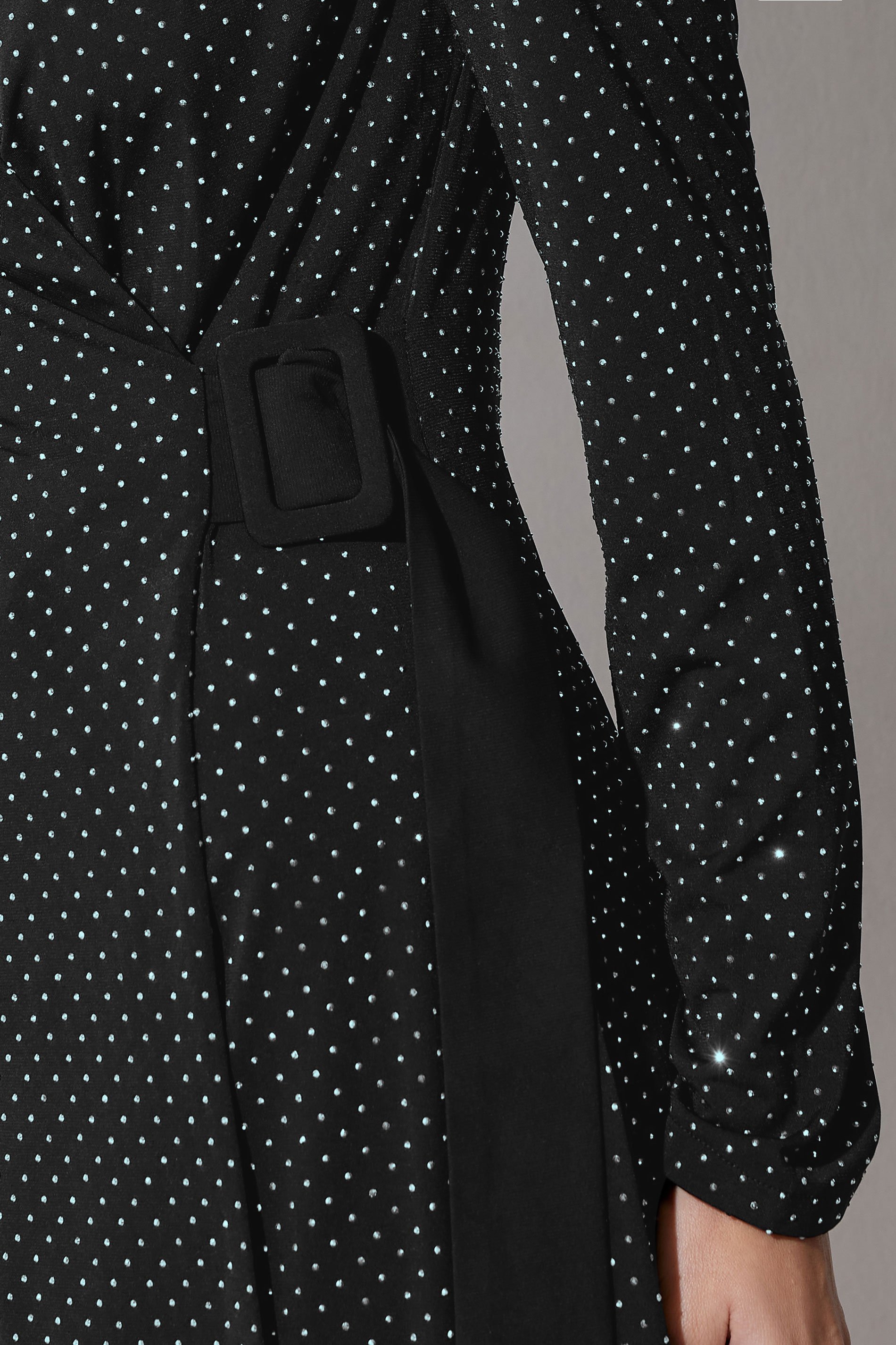 STAR Black Diamante Belted Wrap Dress | STAR x JM 5