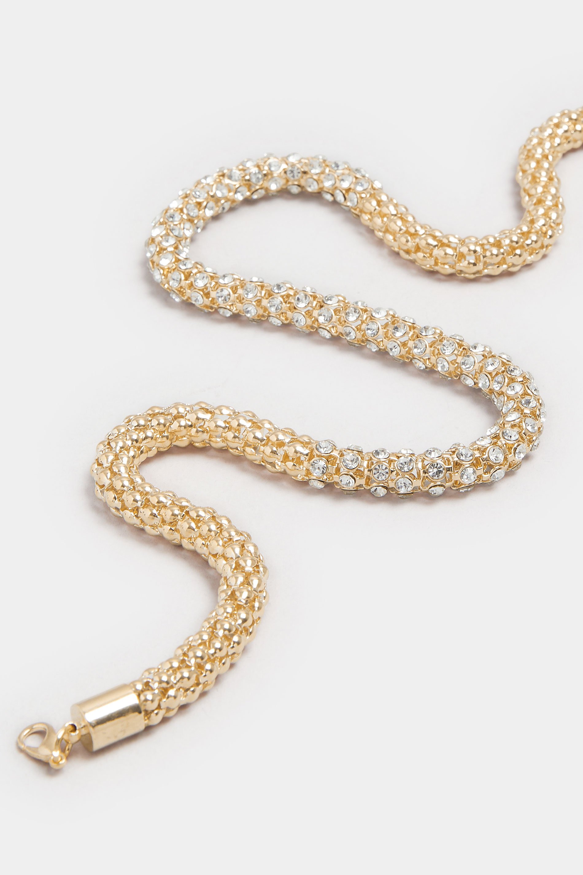Gold Tone Diamante Rope Necklace | Yours Clothing 3