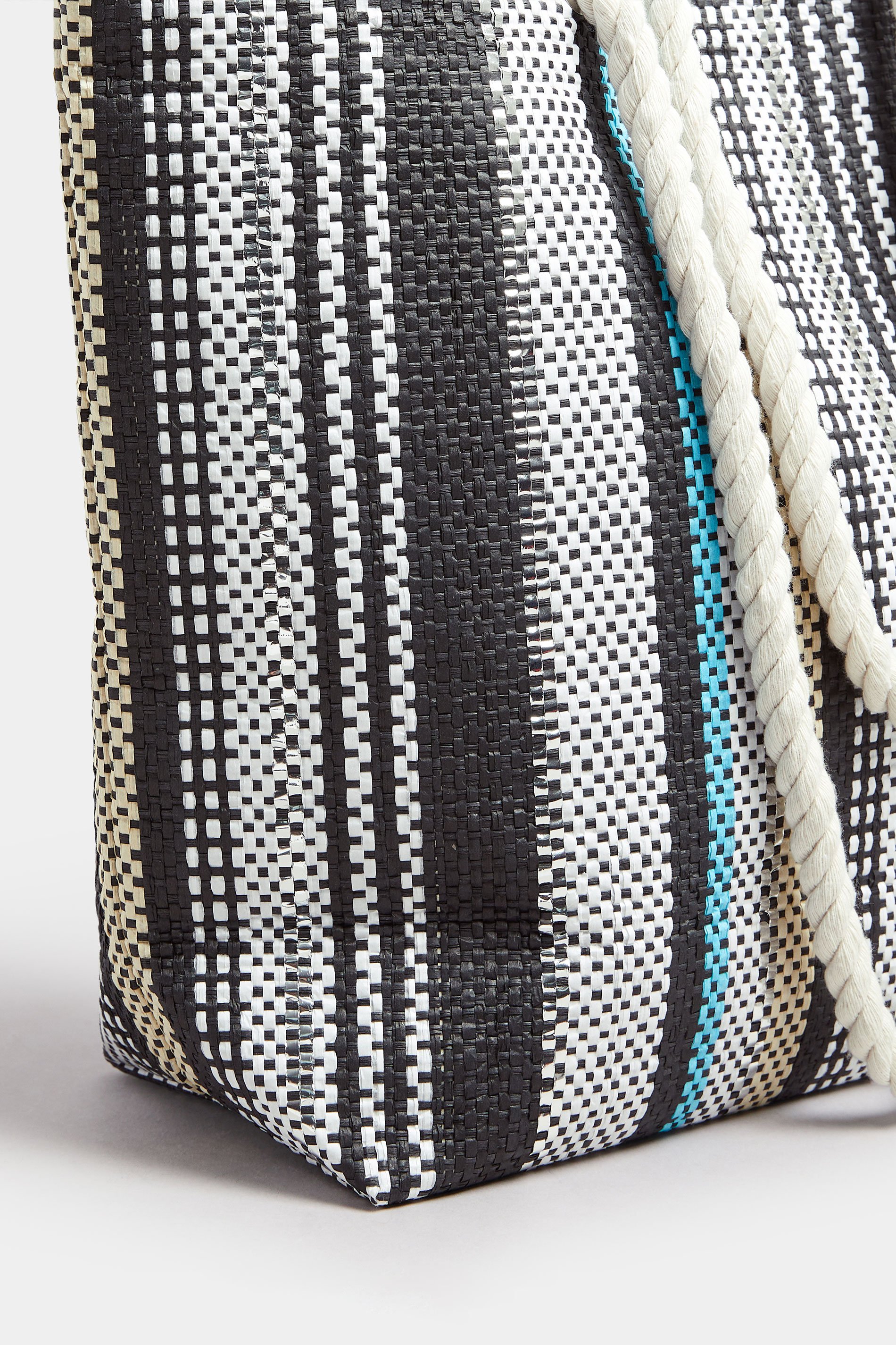 Black Woven Stripe Tote Bag | Yours Clothing 5