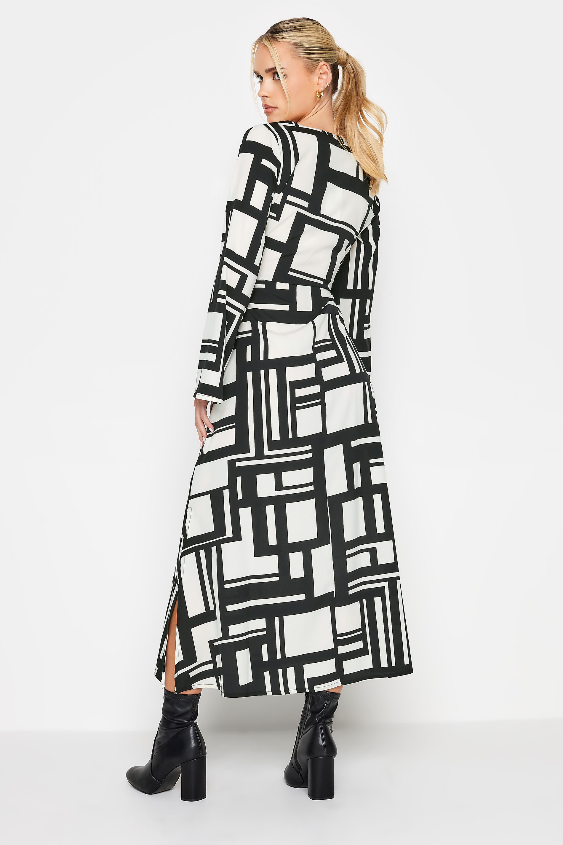 PixieGirl White & Black Abstract Print Dress | PixieGirl 4
