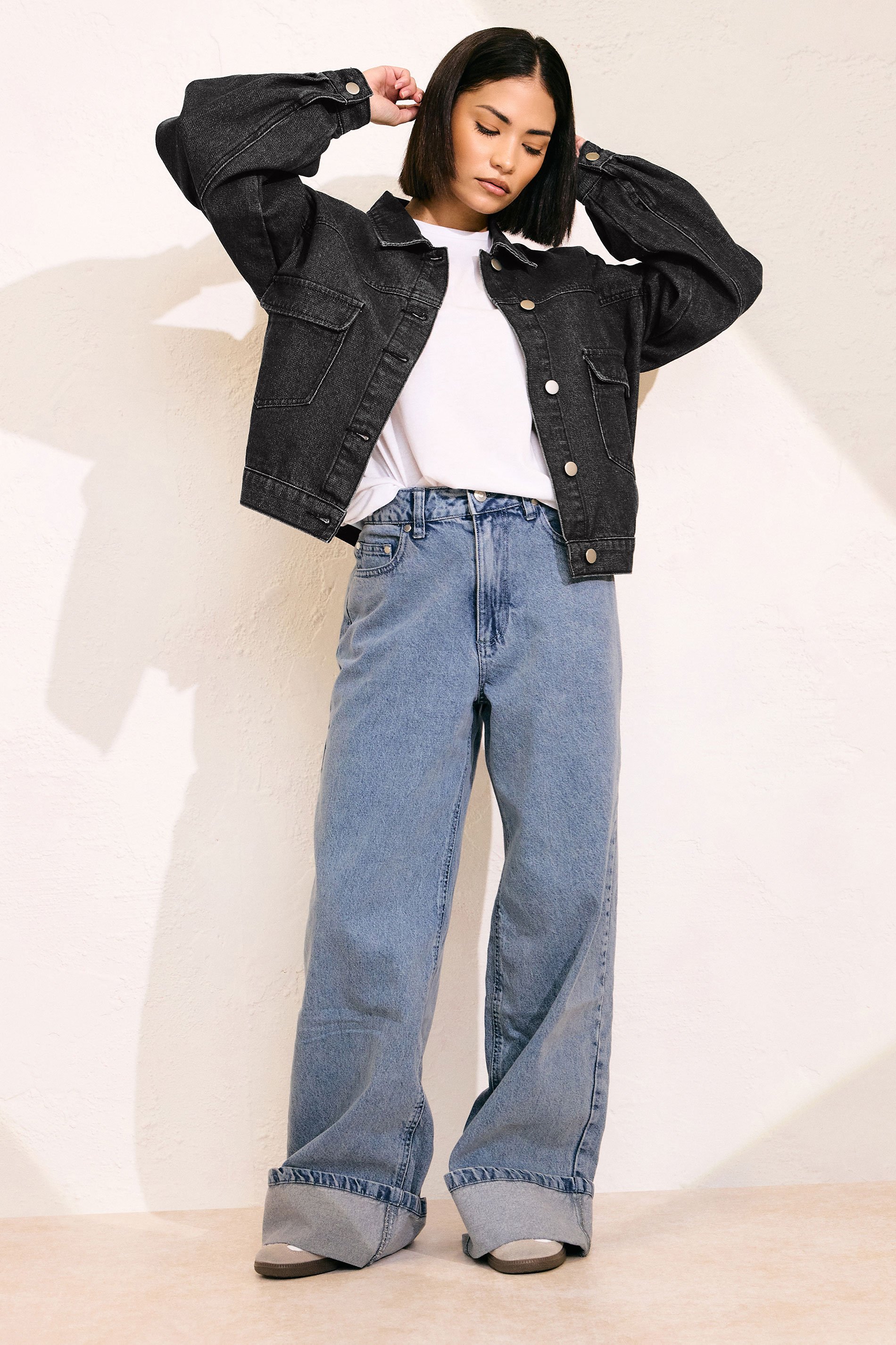 PixieGirl Petite Women's Black Denim Balloon Sleeve Jacket | PixieGirl 3
