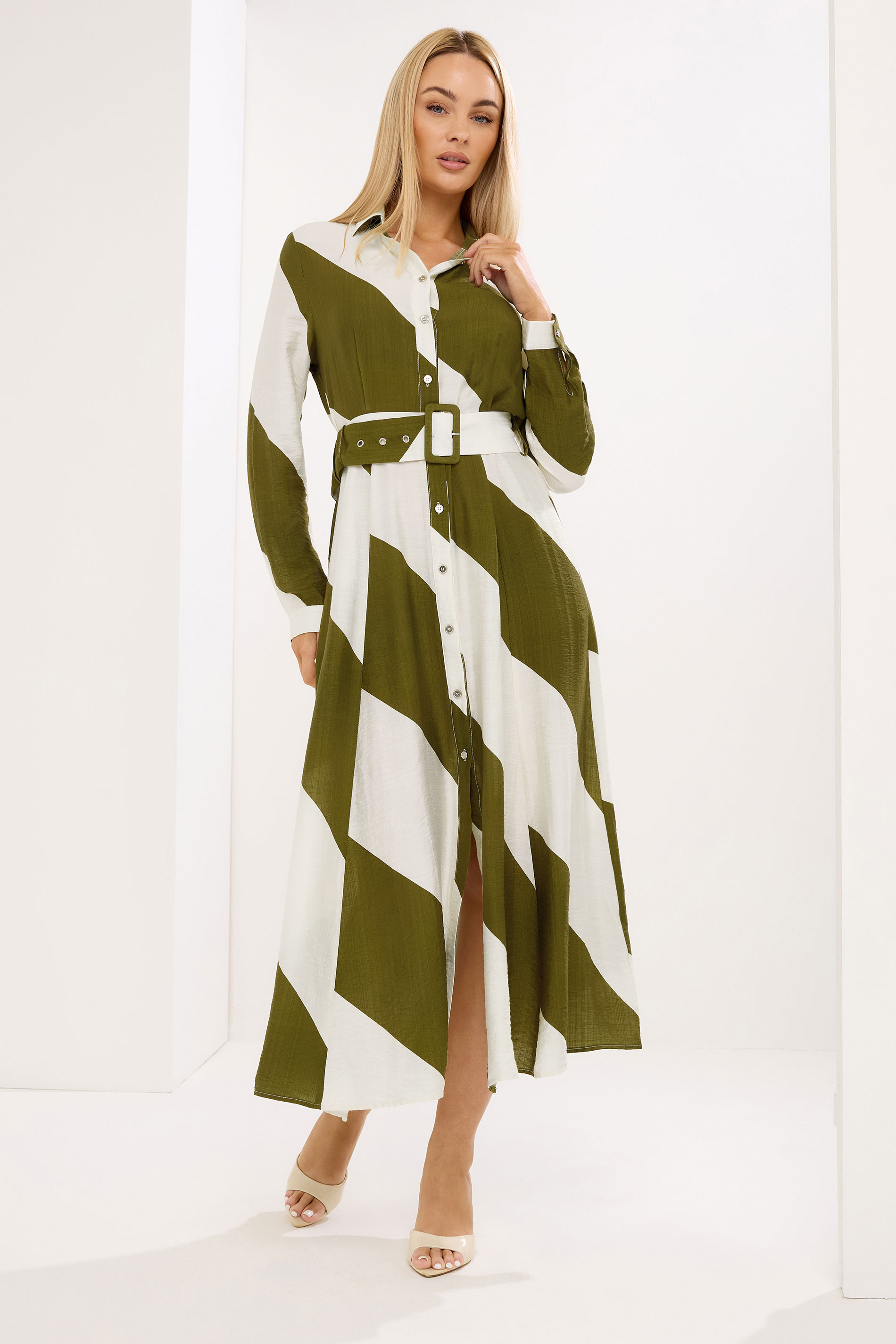 STAR Khaki Green Stripe Shirt Dress | StarByJM 3