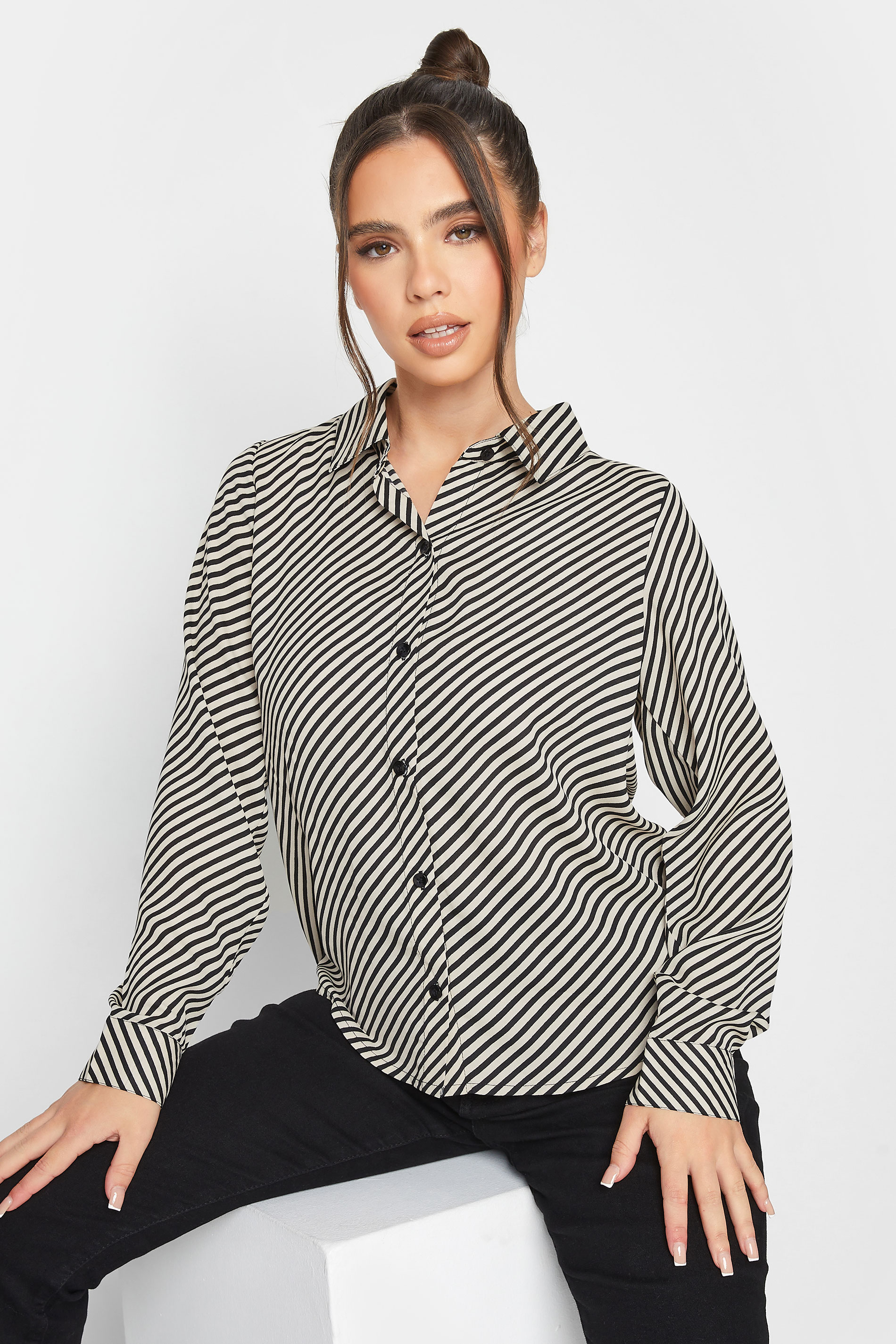 PixieGirl Petite Womens Black Stripe Shirt | PixieGirl  2