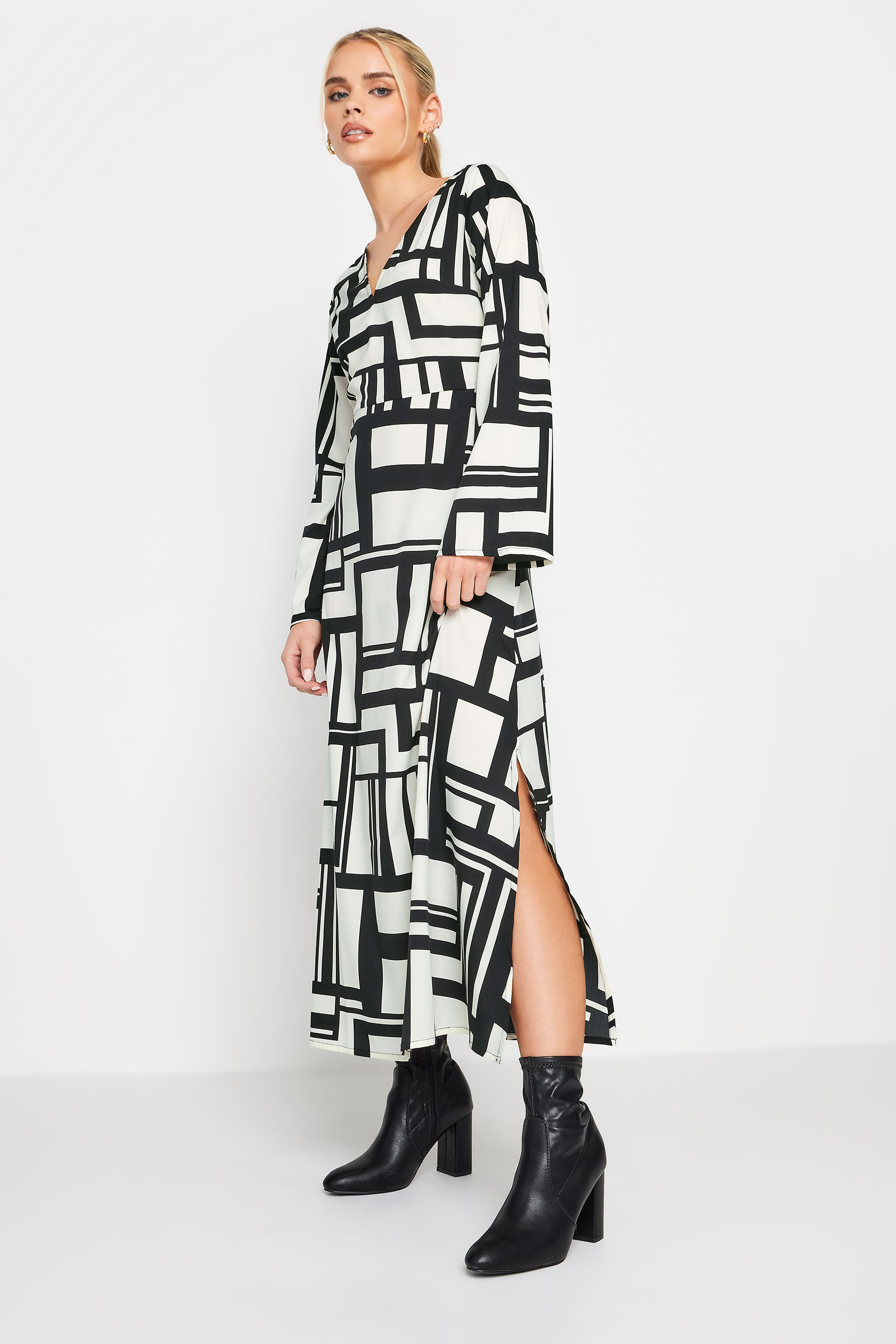 PixieGirl White & Black Abstract Print Dress | PixieGirl 2