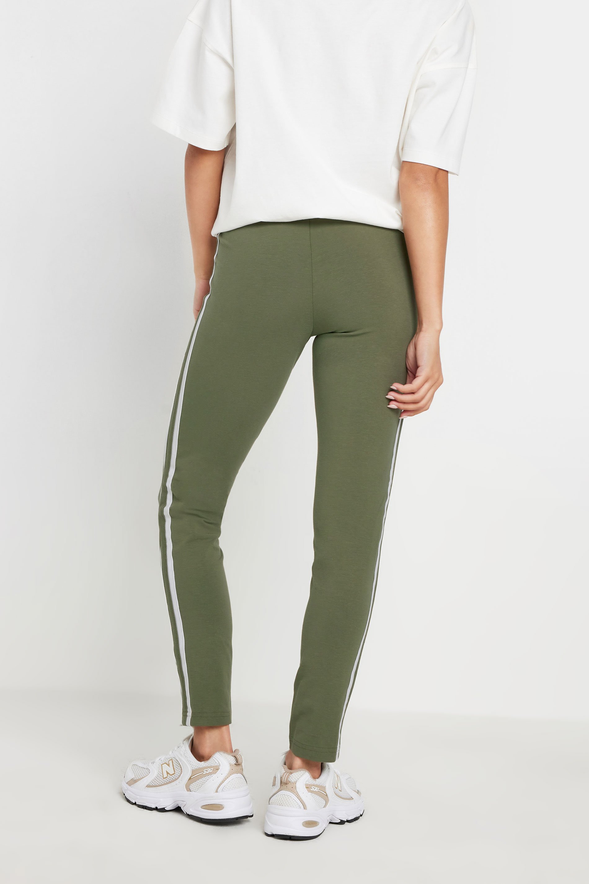 PixieGirl Khaki Green Side Stripe Leggings | PixieGirl 3