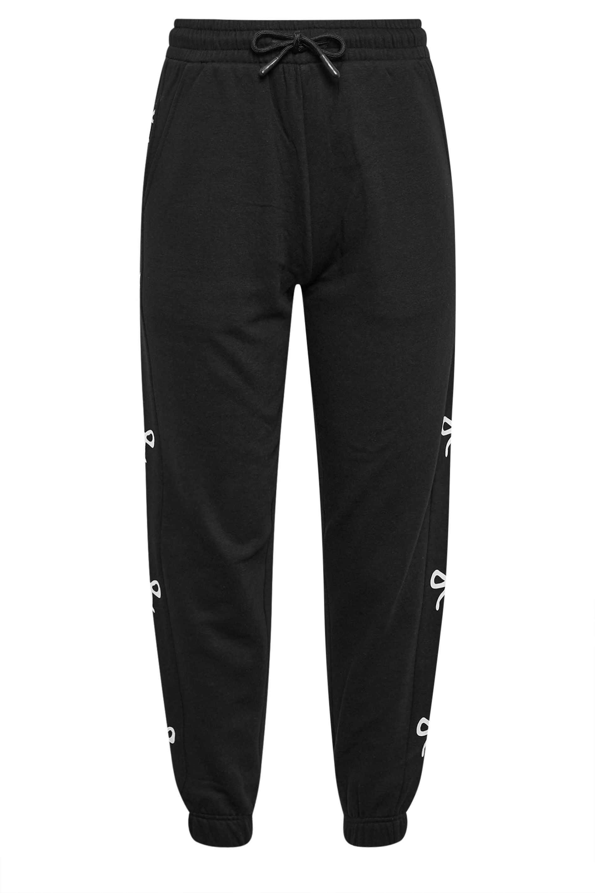 PixieGirl Petite Women's Black Bow Detail Cuffed Joggers | PixieGirl 6