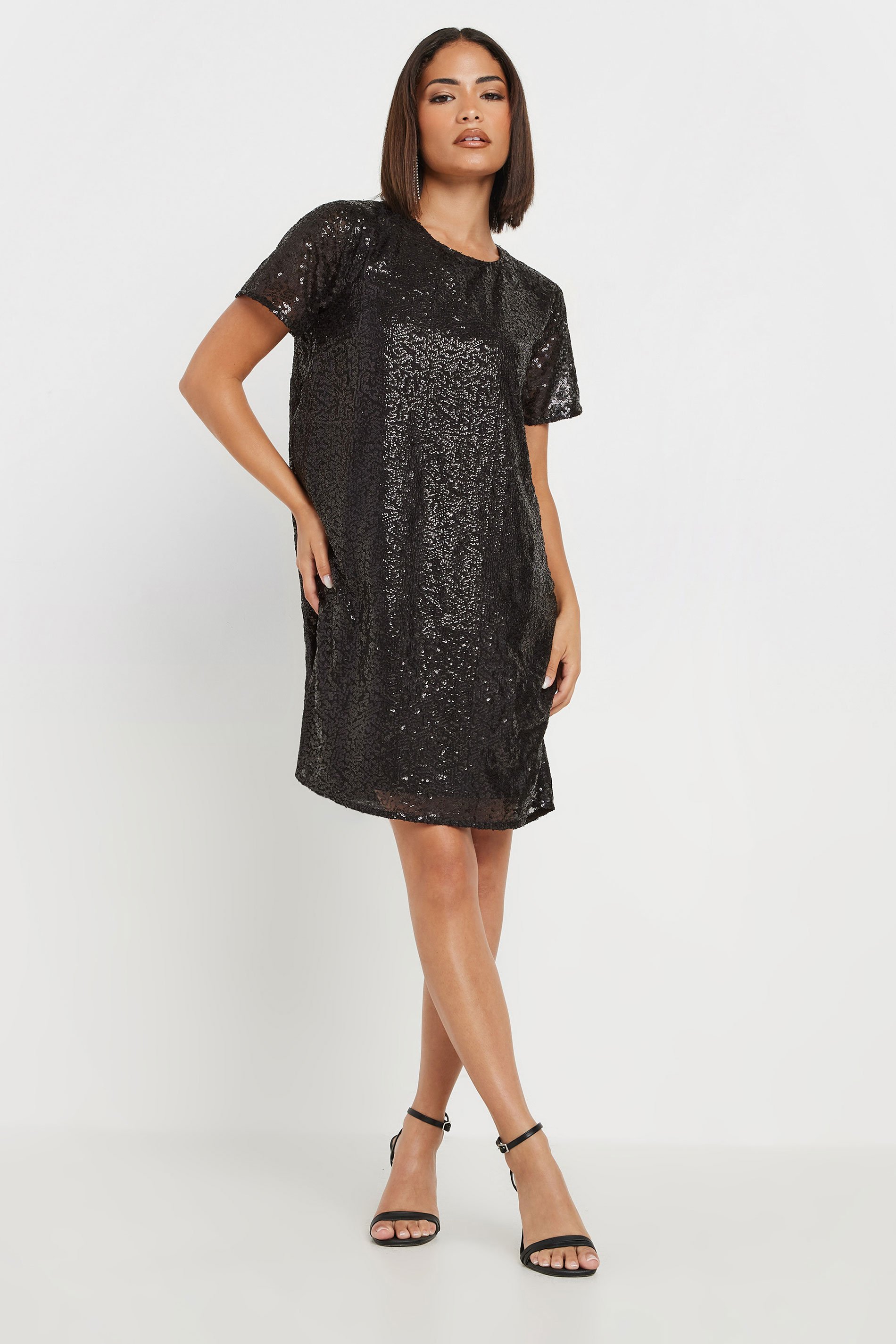 PixieGirl Black Sequin T-Shirt Dress | PixieGirl  4