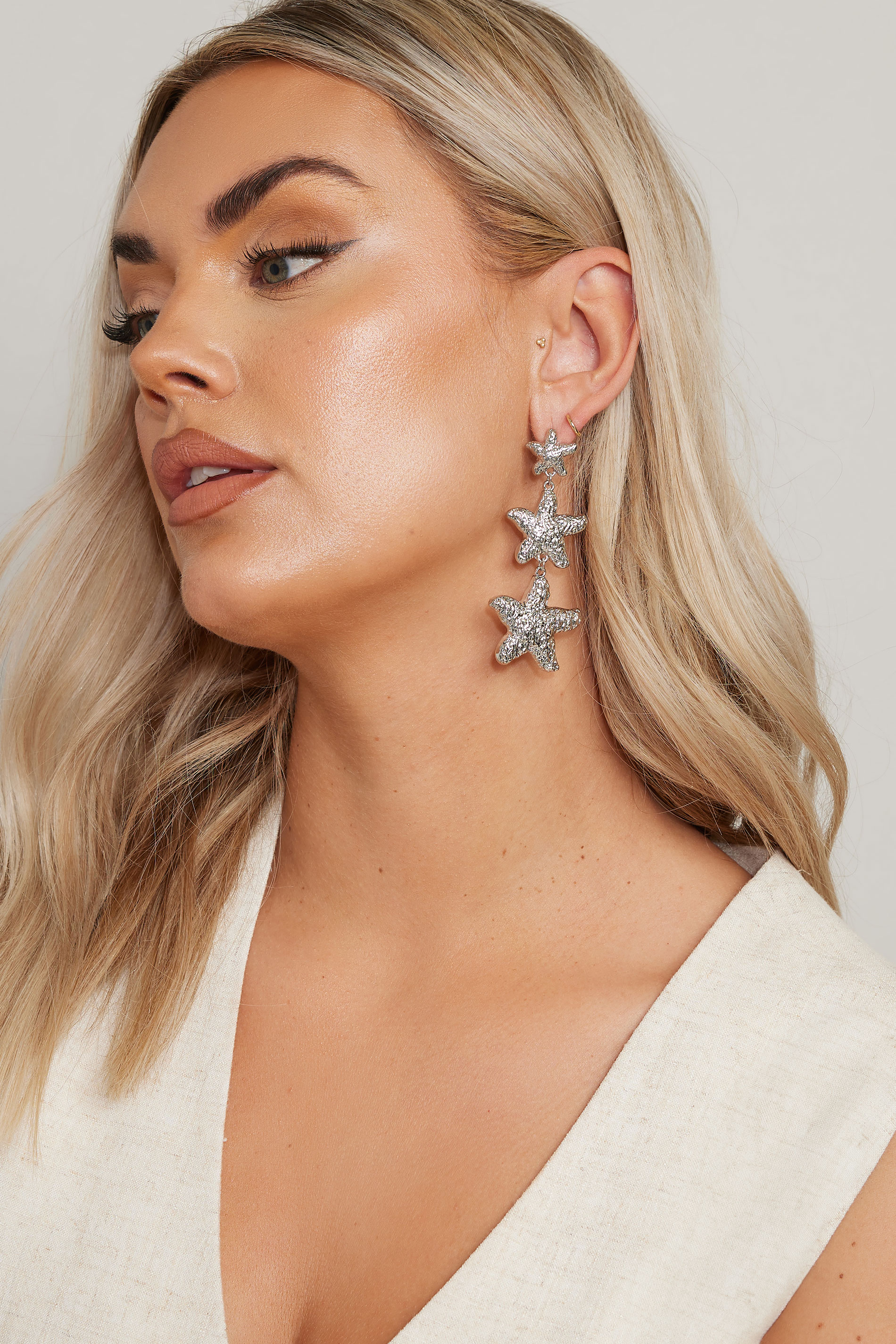 Silver Tone Starfish Drop Earrings | Yours Clothing 1