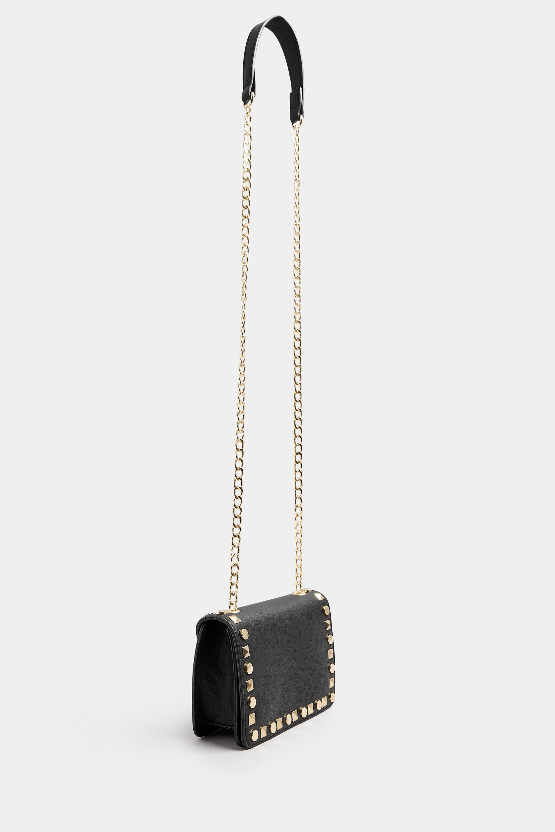 Black Faux Leather Stud Detail Cross Body Bag | Yours Clothing 2