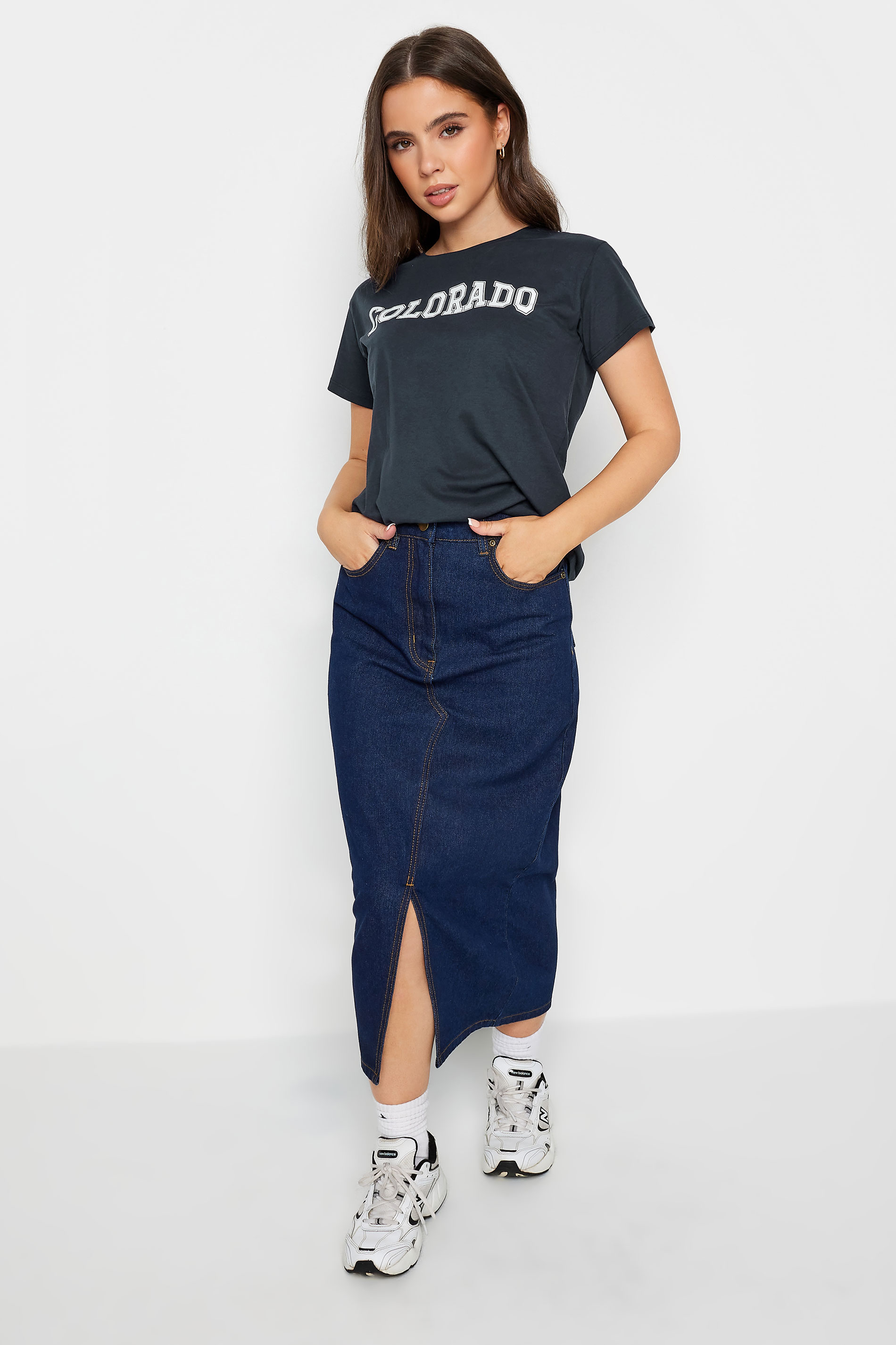 PixieGirl Petite 2 PACK Navy Blue & White  'Colorado' Slogan T-Shirt | PixieGirl  4