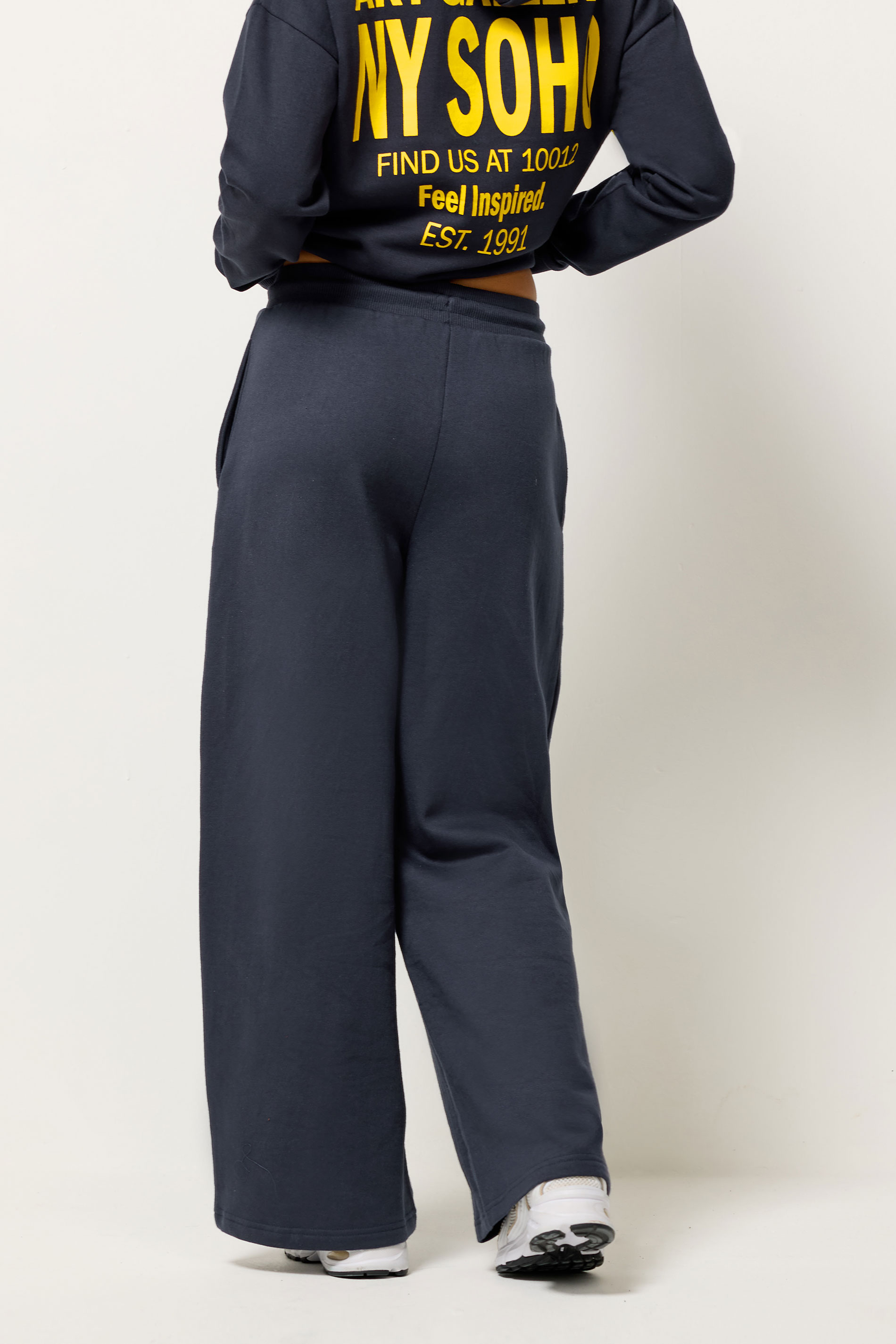 PixieGirl Petite Women's Blue 'NY Soho' Slogan Wide Leg Joggers | PixieGirl  3