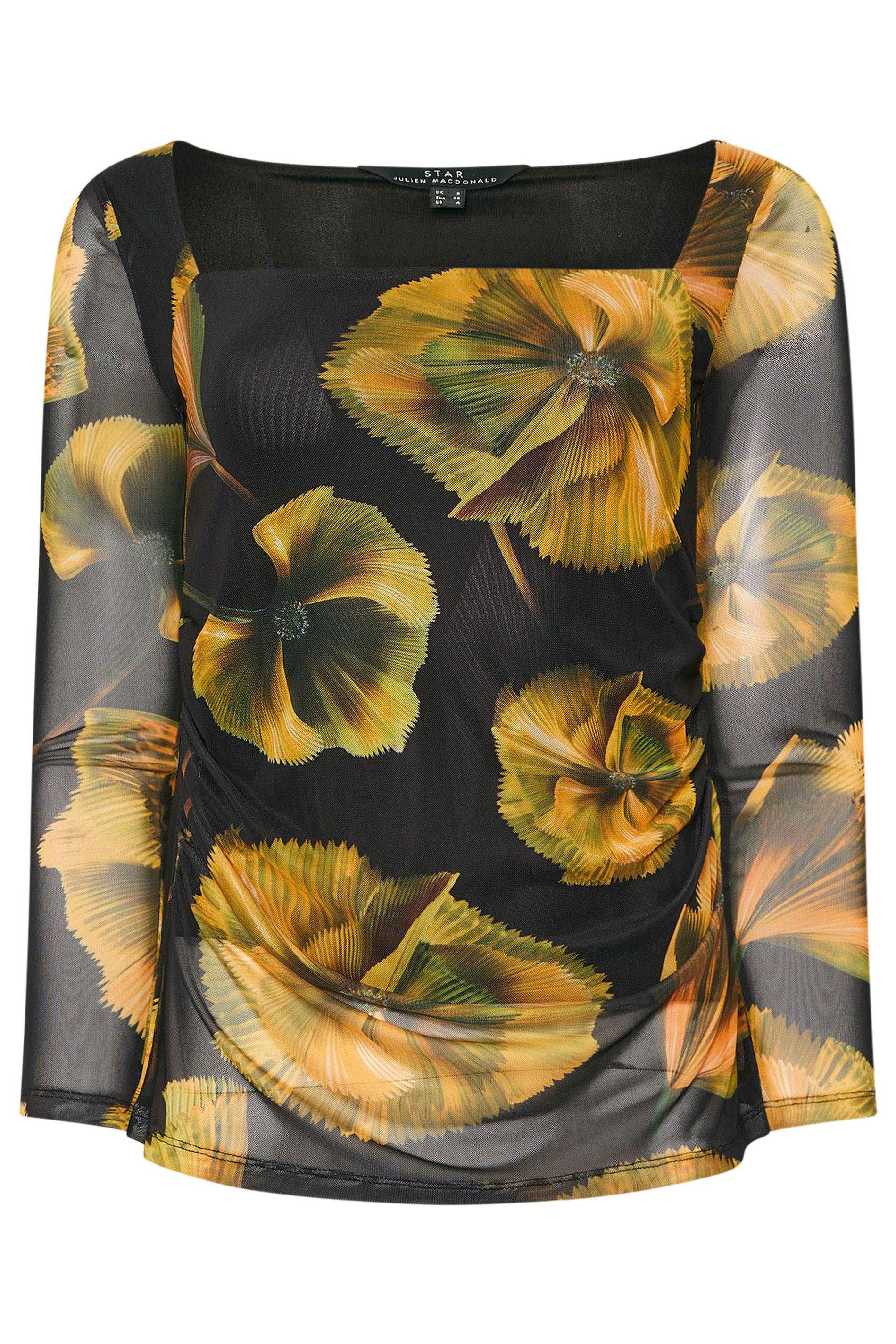 STAR Yellow Floral Square Neck Mesh Top | StarByJM 7