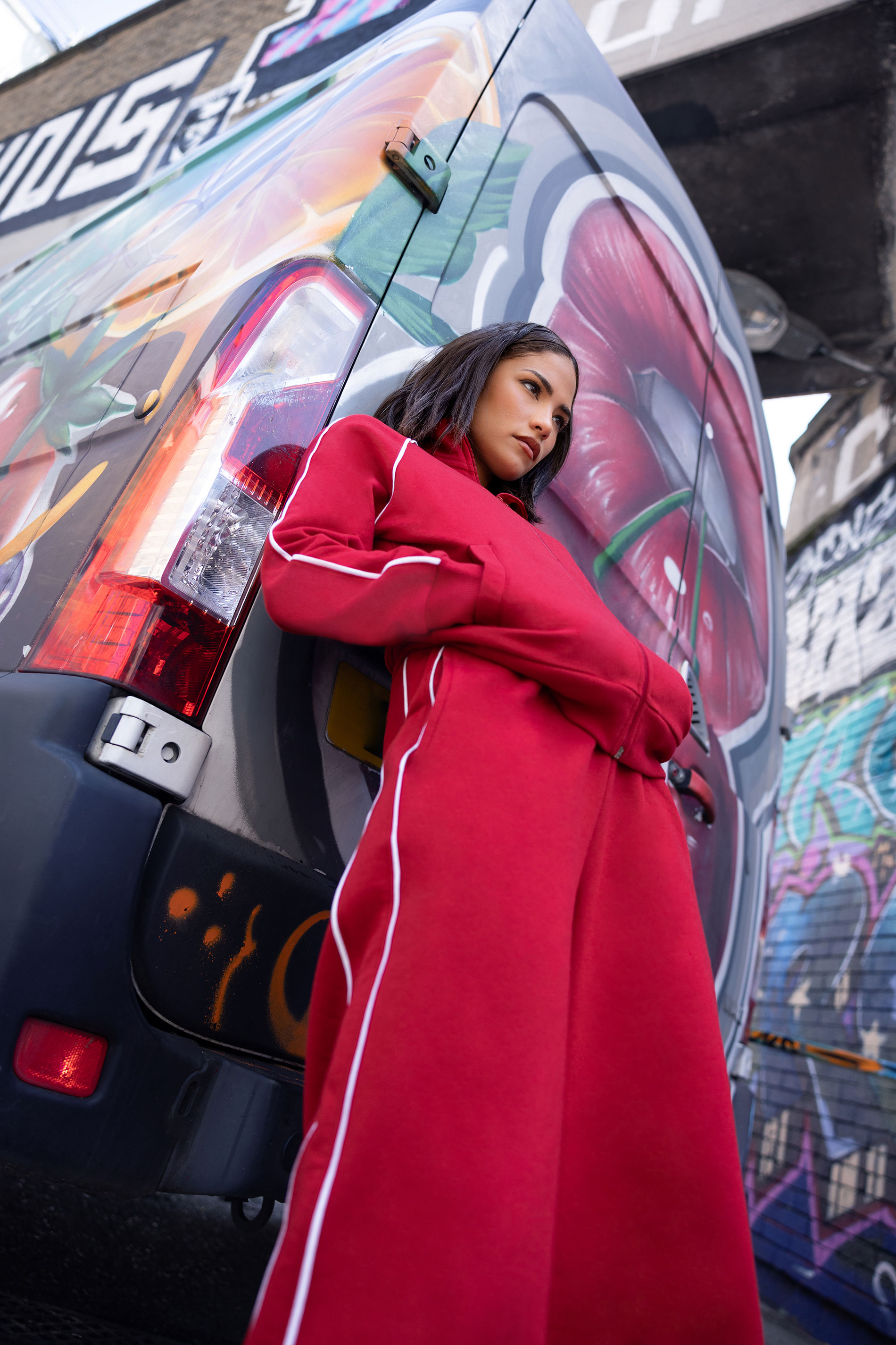 PixieGirl Petite Women's Red Contrast Piping Wide Leg Joggers | PixieGirl 1