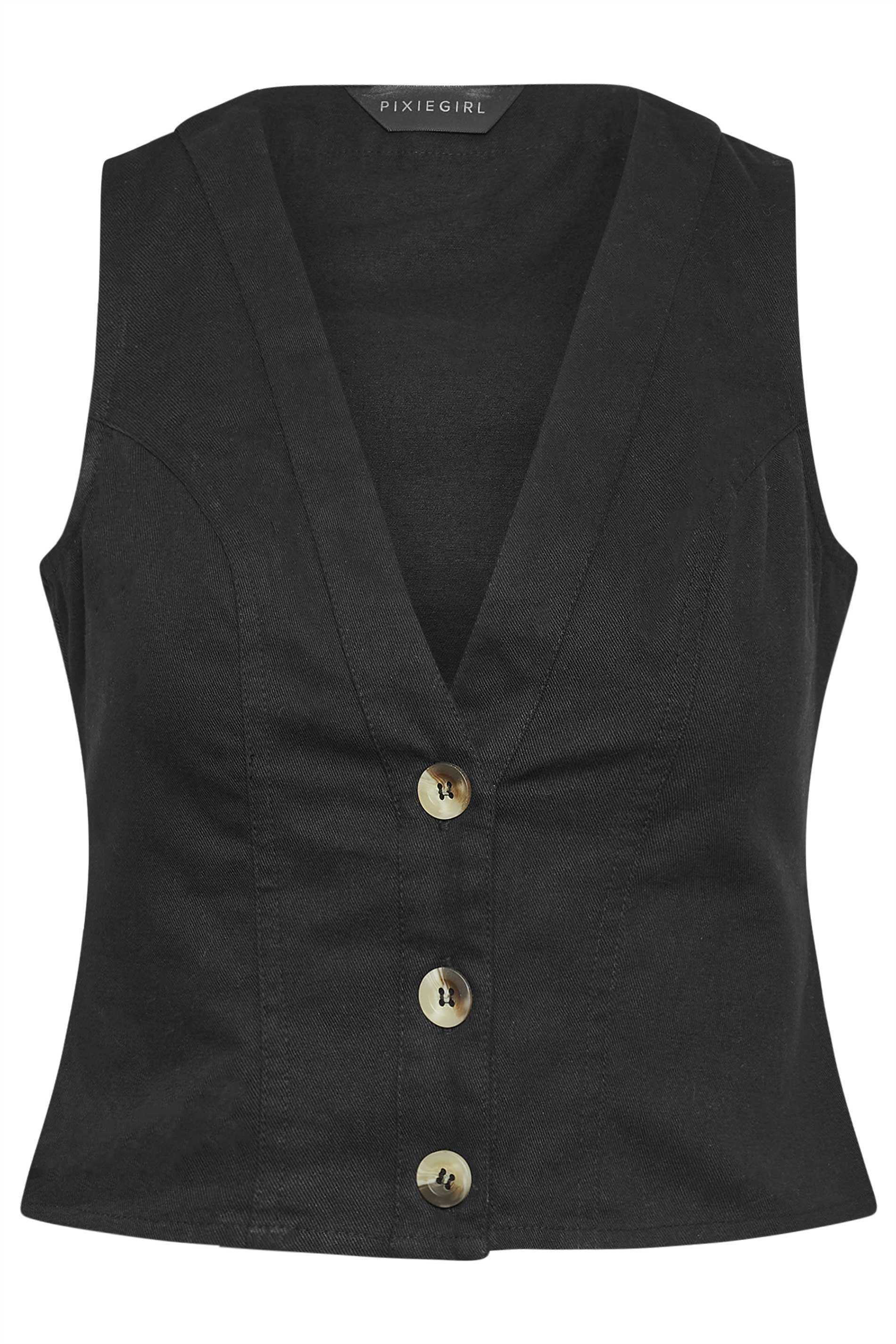 PixieGirl Petite Womens Black Twill Waistcoat | PixieGirl  6
