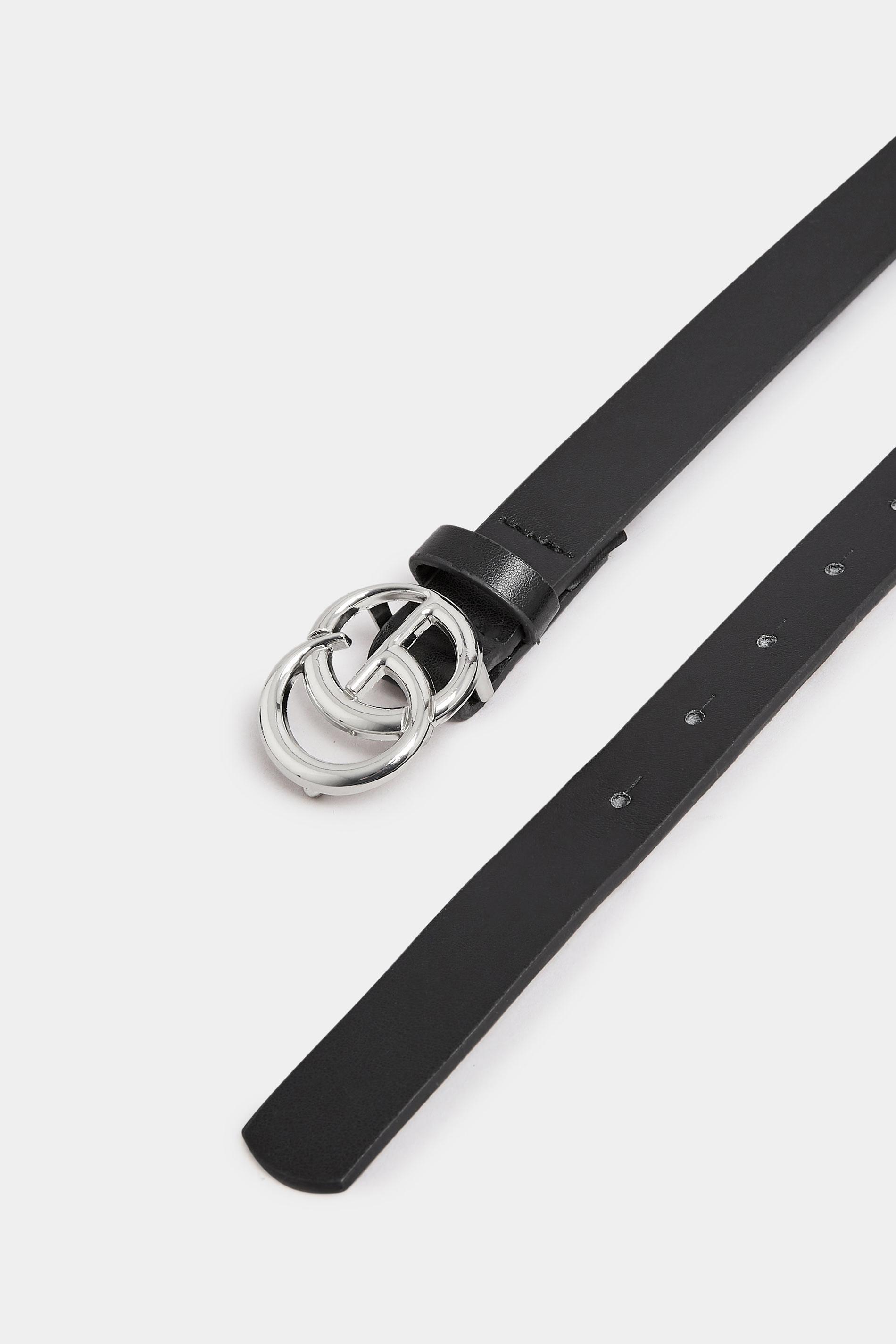 2 PACK Black & Croc Print Initial Logo Belts | Yours Clothing 8