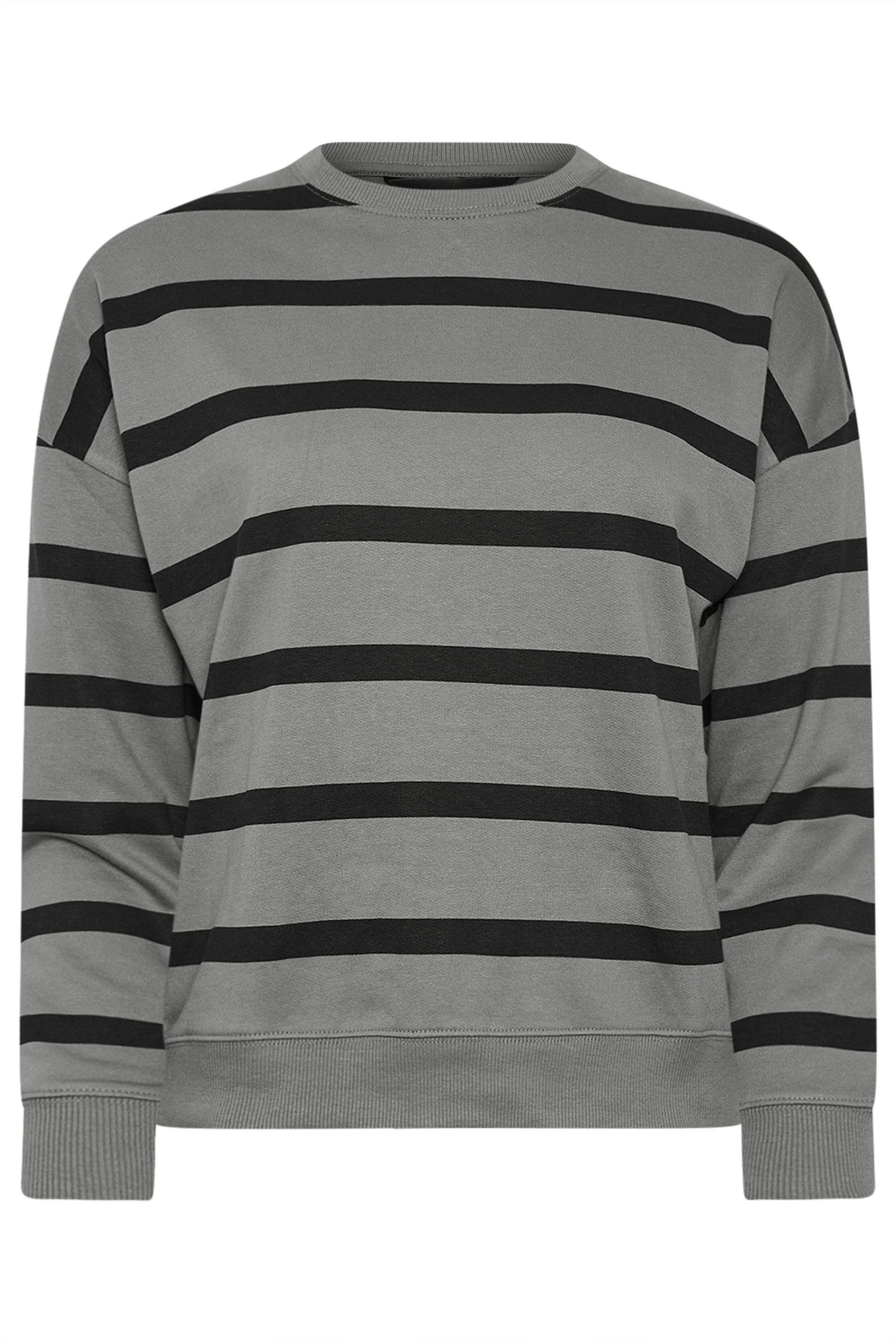 PixieGirl Petite Women's Charcoal Grey Stripe Sweatshirt | PixieGirl 6