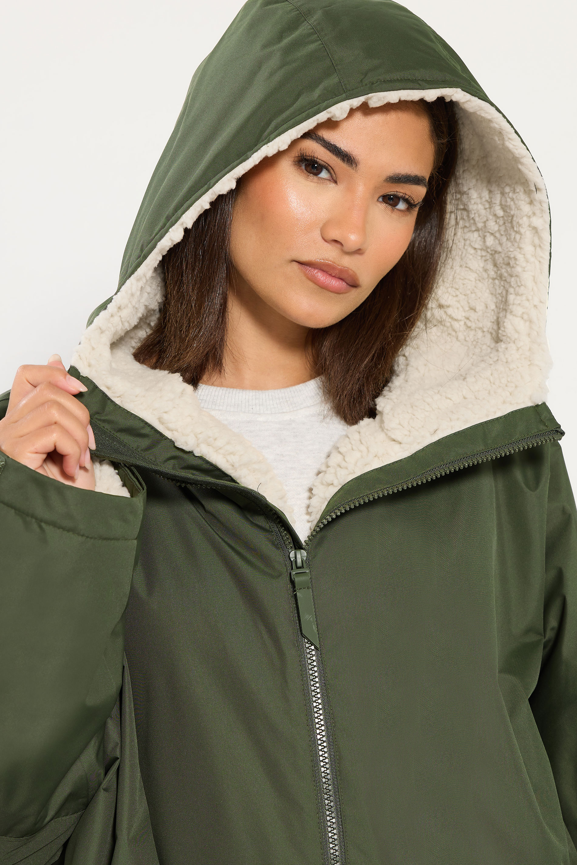 PixieGirl Petite Women's Khaki Green Waterproof Fleece Lined Robe | PixieGirl 4