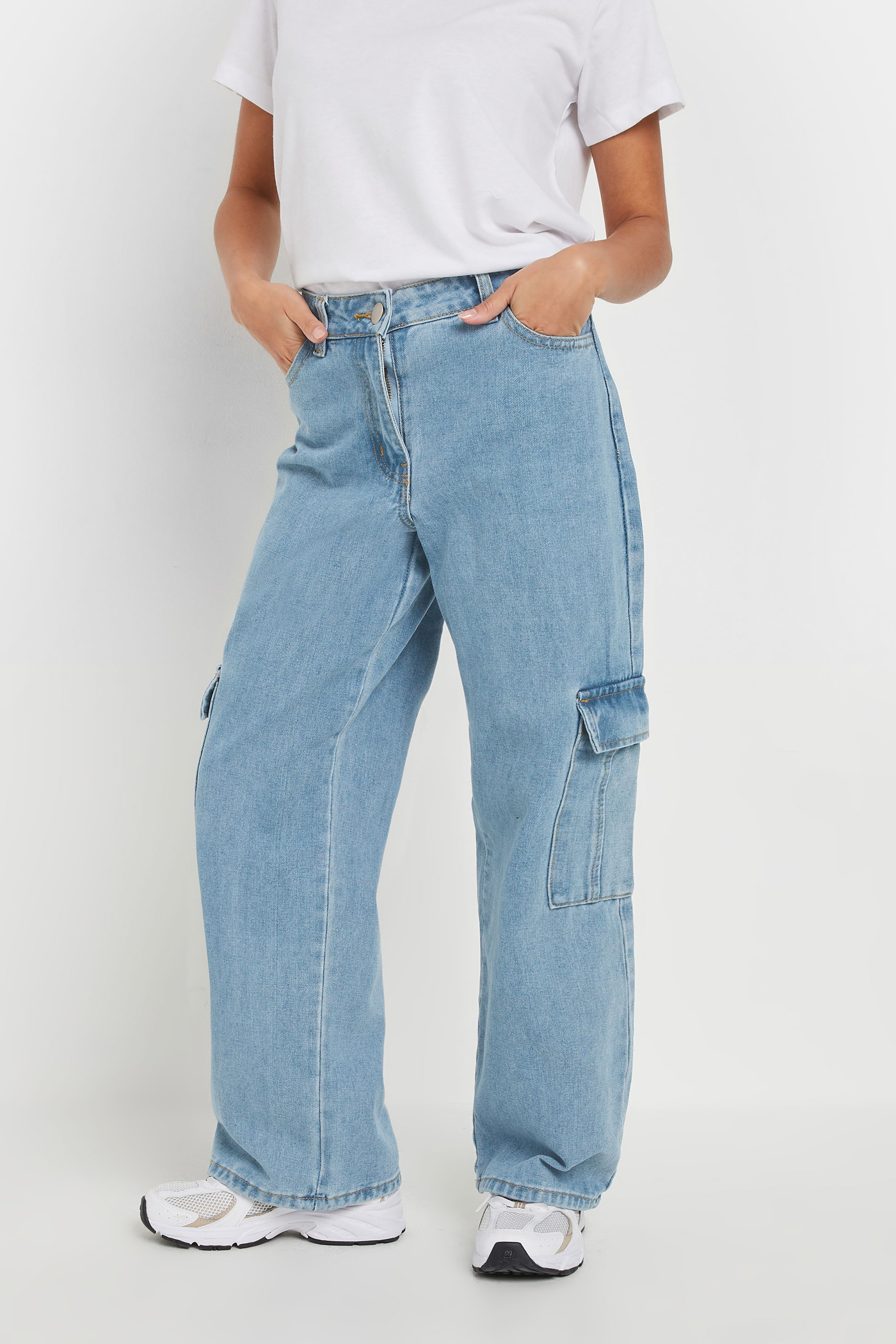 PixieGirl Petite Women's Light Blue Denim Utility Pocket Jeans | PixieGirl 4