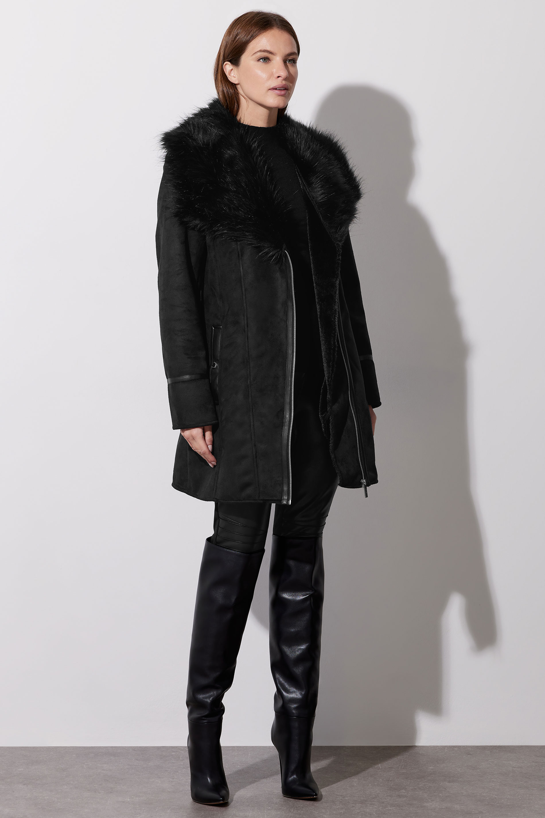 STAR Black Faux Suede Belted Jacket | STAR x JM 3