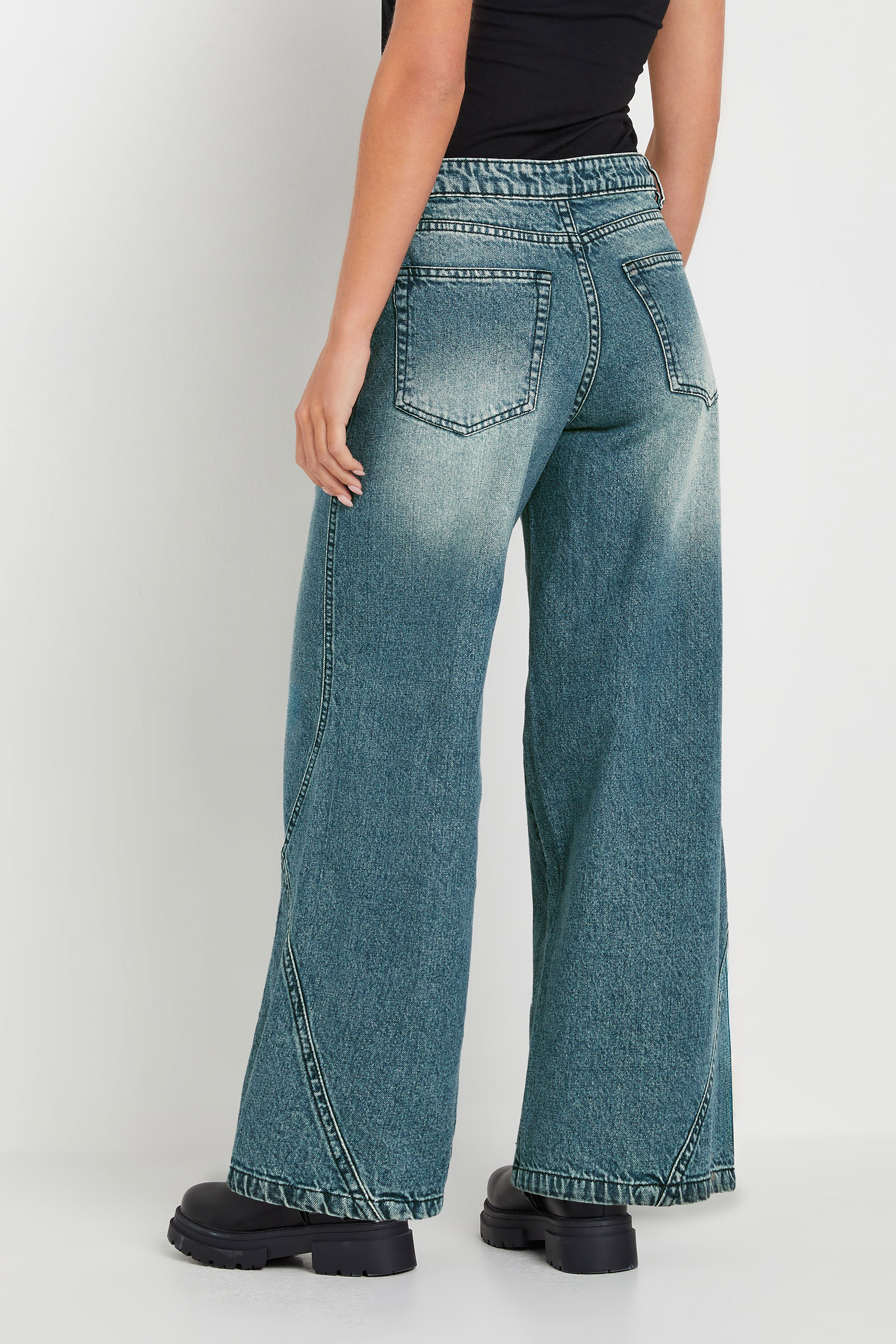 PixieGirl Petite Women's Blue Washed Denim Seam Front Jeans | PixieGirl 3