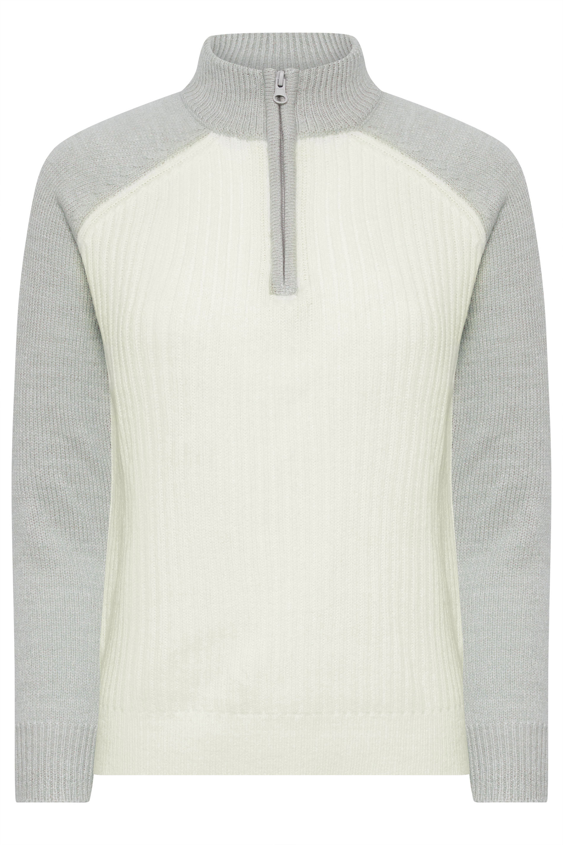 PixieGirl Petite Womens Cream Quarter Zip Ribbed Knit Jumper | PixieGirl 5