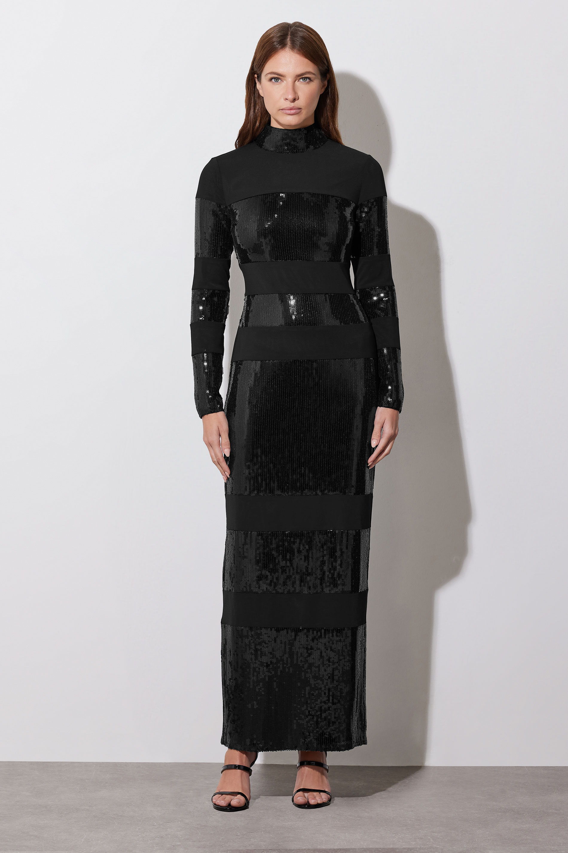 STAR Black Sequin Stripe Maxi Dress | StarByJM 3