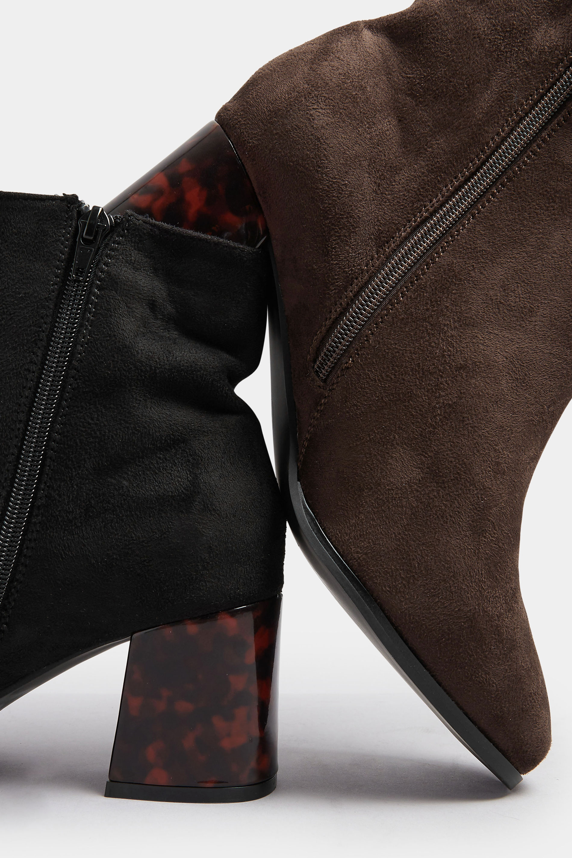 Black Tortoiseshell Block Heel Boots In Extra Wide EEE Fit | Yours Clothing 6