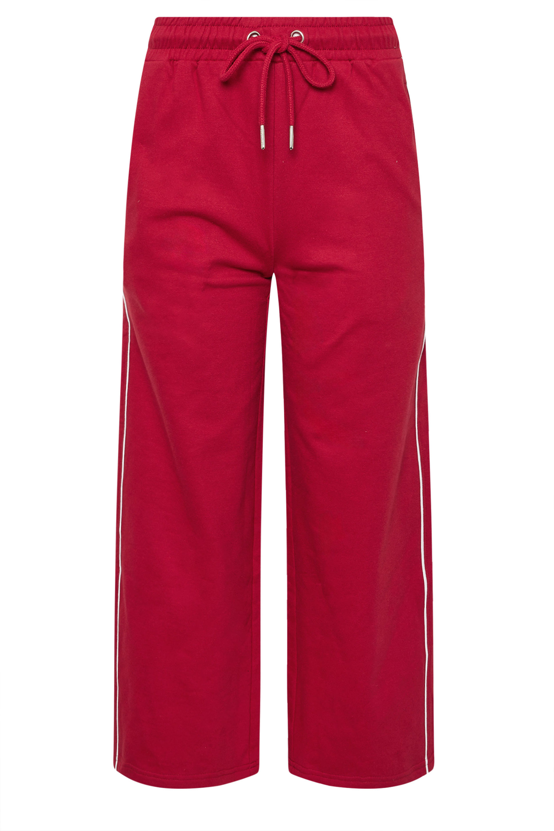 PixieGirl Petite Women's Red Contrast Piping Wide Leg Joggers | PixieGirl 7