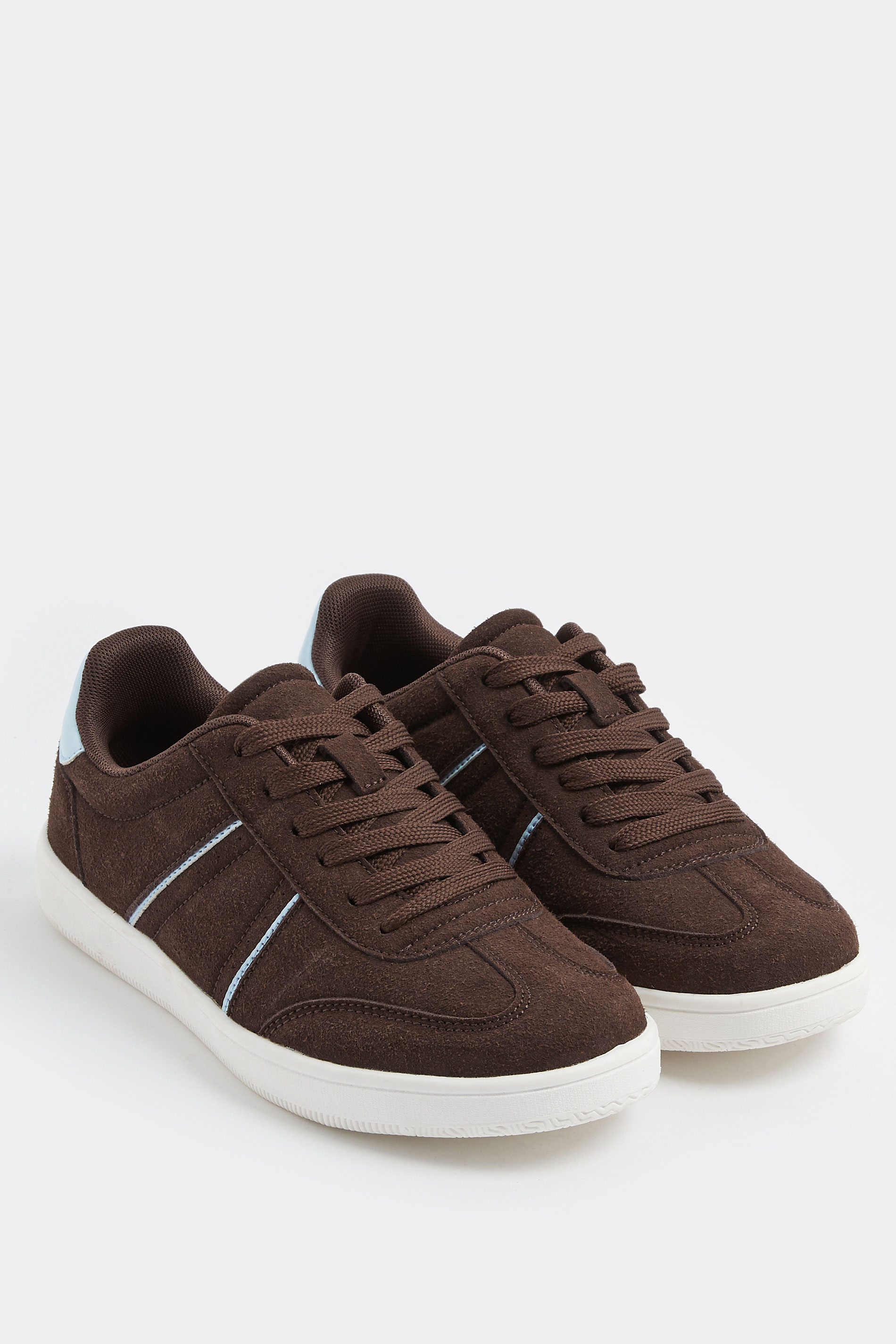 Chocolate Brown Panelled Trainers In Extra Wide EEE Fit | Yours Clothing 1