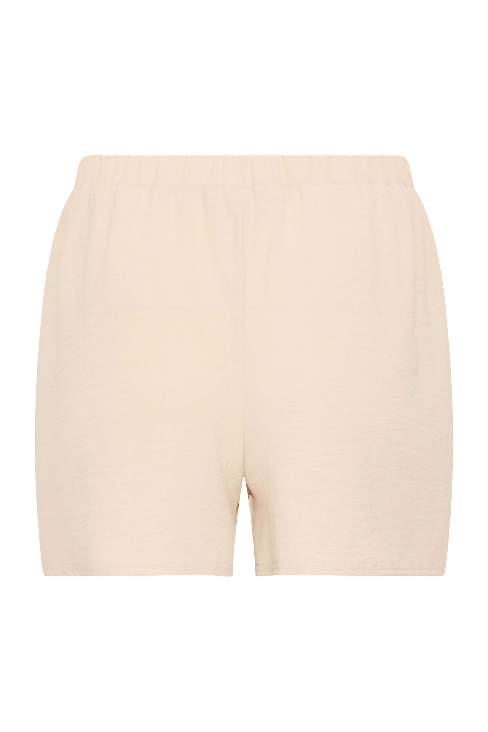 Petite Beige Brown Textured Shorts | PixieGirl  5