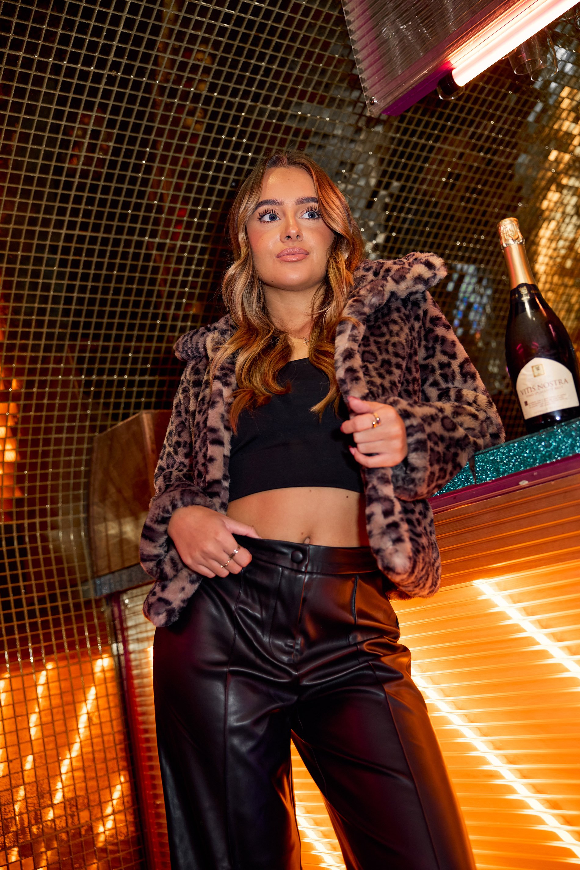 PixieGirl Petite Women's Brown Leopard Print Faux Fur Coat | PixieGirl 1