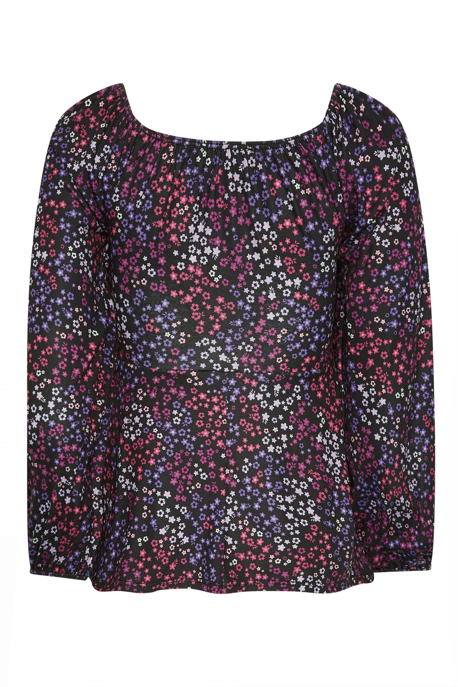 PixieGirl Pink Ditsy Floral Print Ruched Front Top | PixieGirl 7