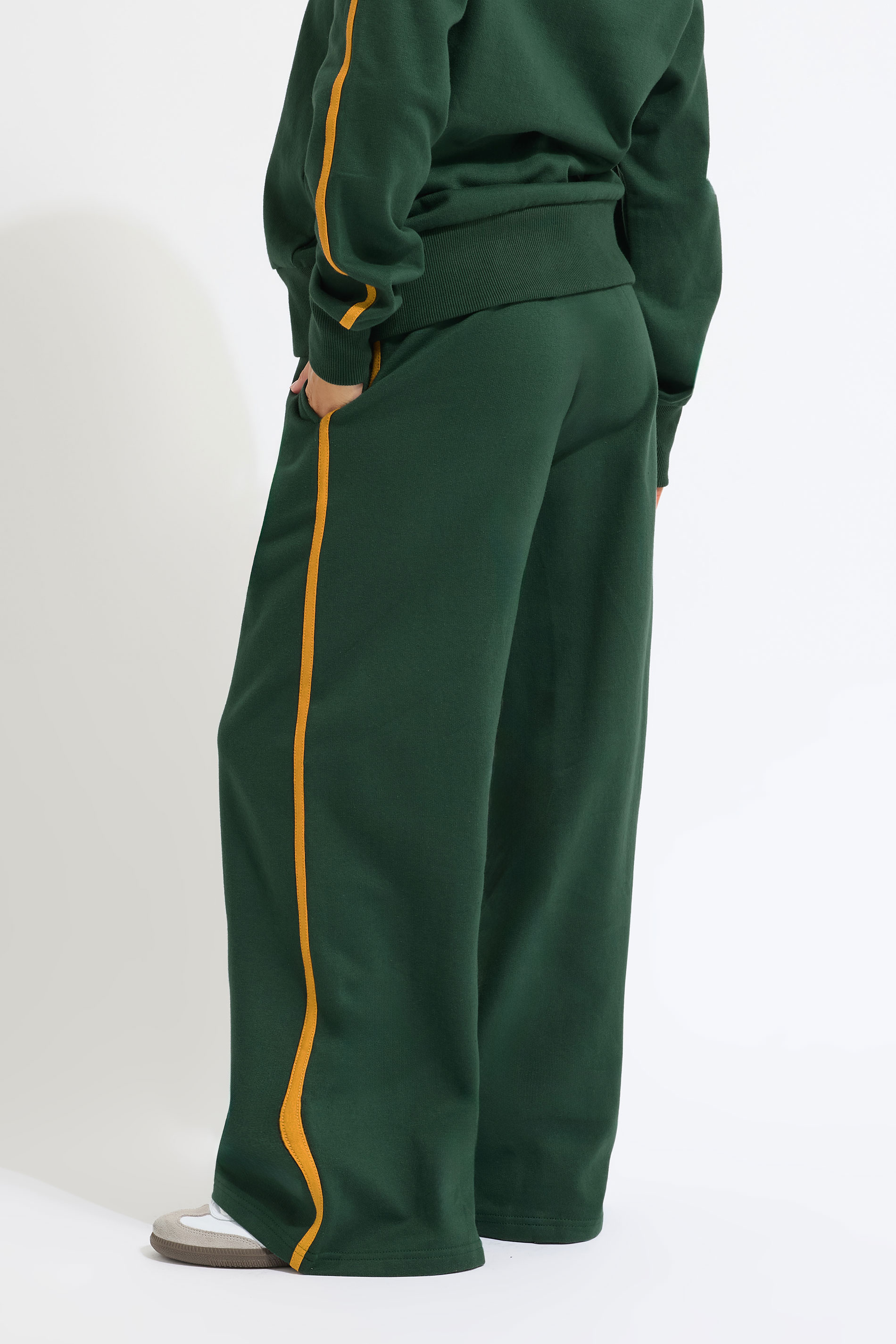 PixieGirl Petite Women's Green & Yellow Stripe Wide Leg Joggers | PixieGirl 4