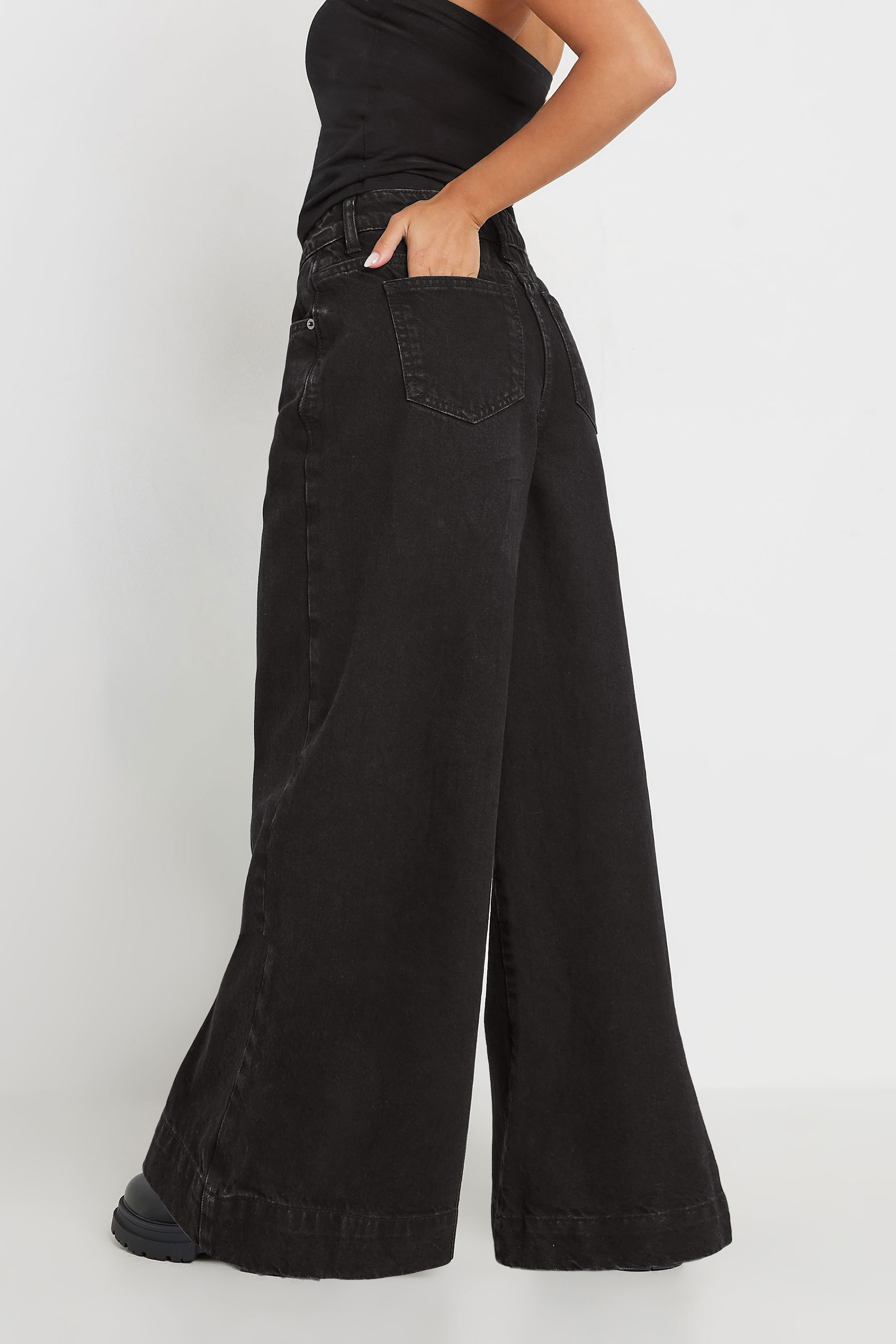 PixieGirl Petite Women's Black Non-Stretch Puddle Jeans | PixieGirl 3