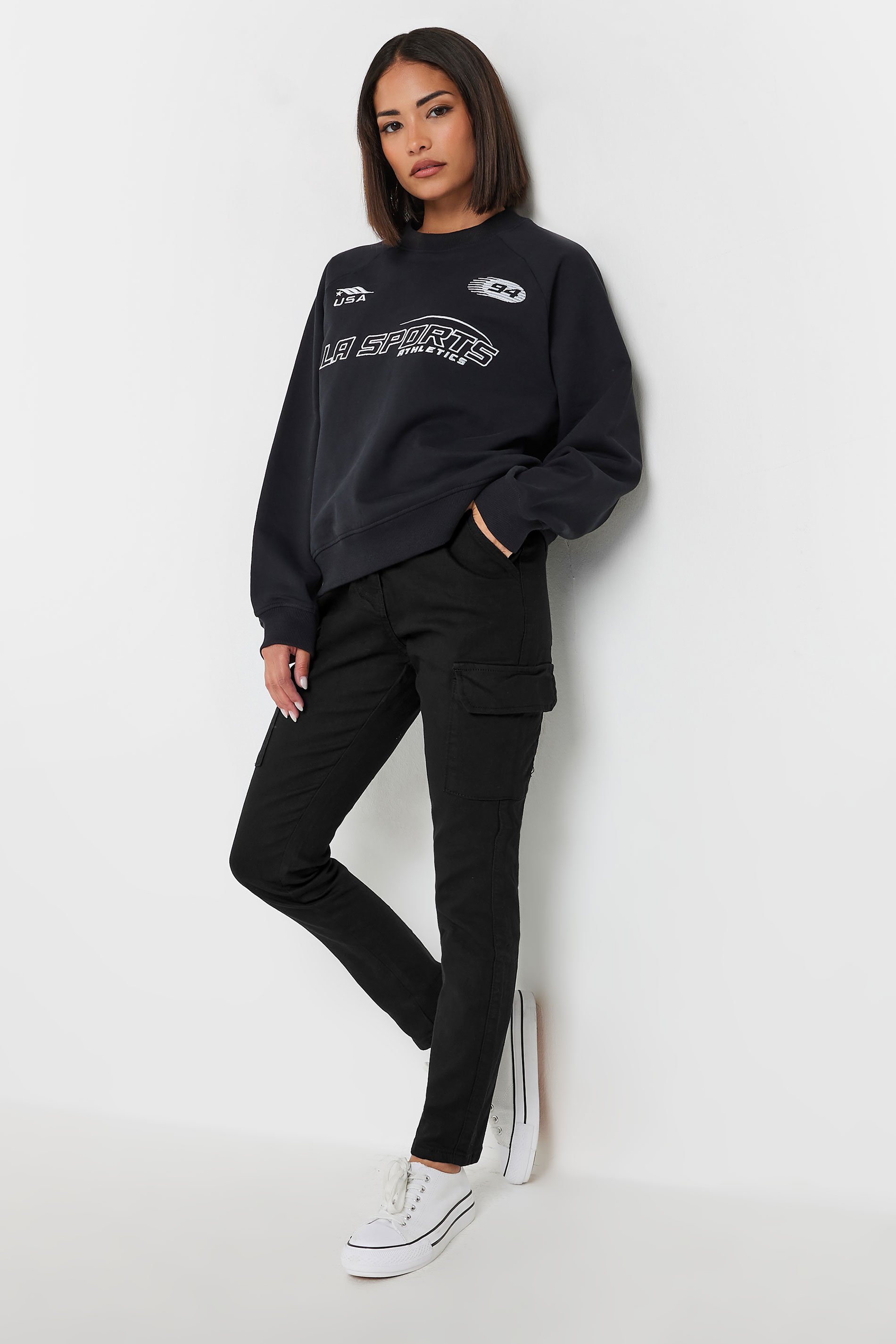 Petite Black Cargo Skinny Jeans | PixieGirl 1