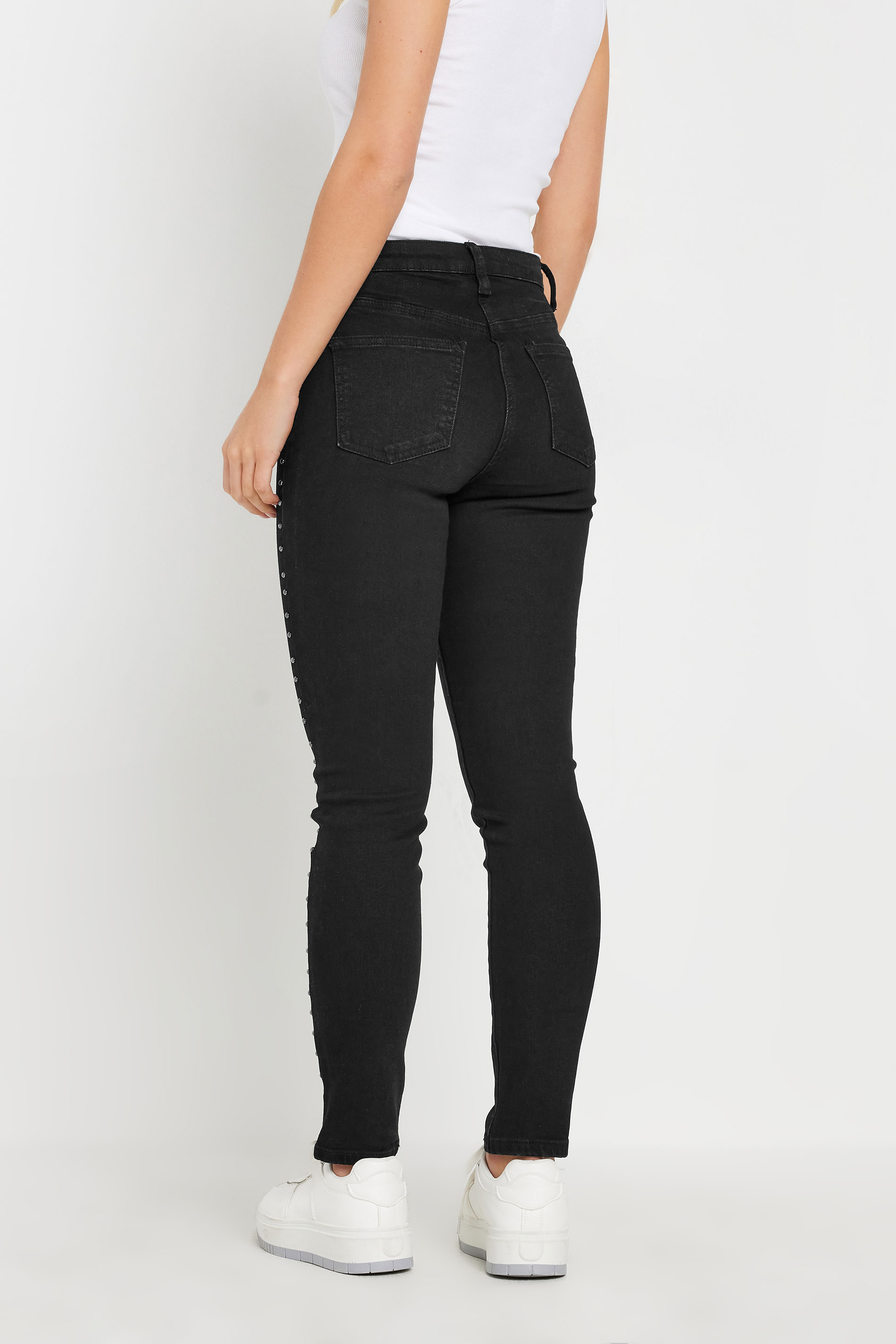 Petite Black Stud Skinny AVA Jeans | PixieGirl 3