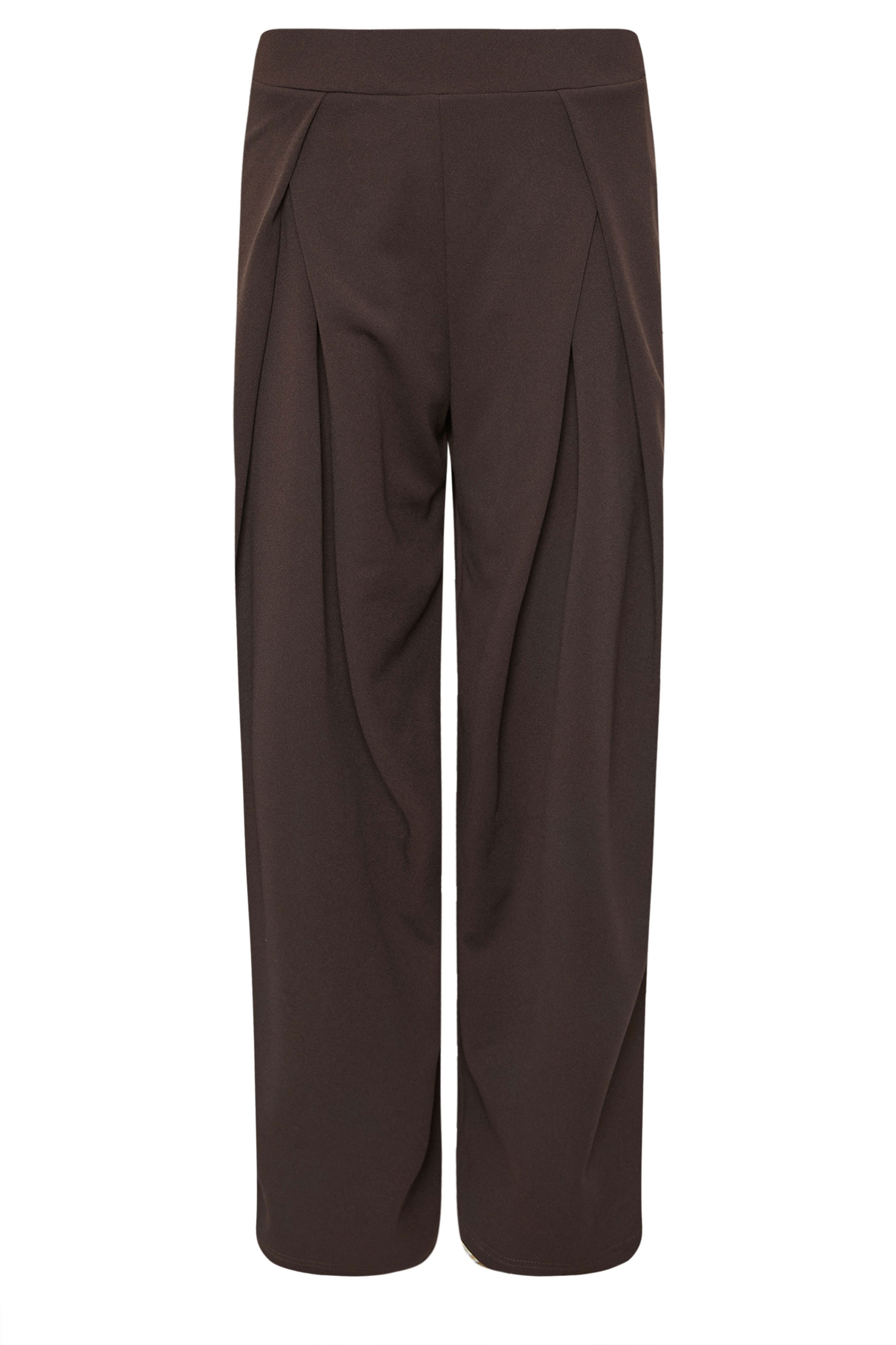 PixieGirl Petite Women's Brown Wrap Pleated Wide Leg Trousers | PixieGirl  1