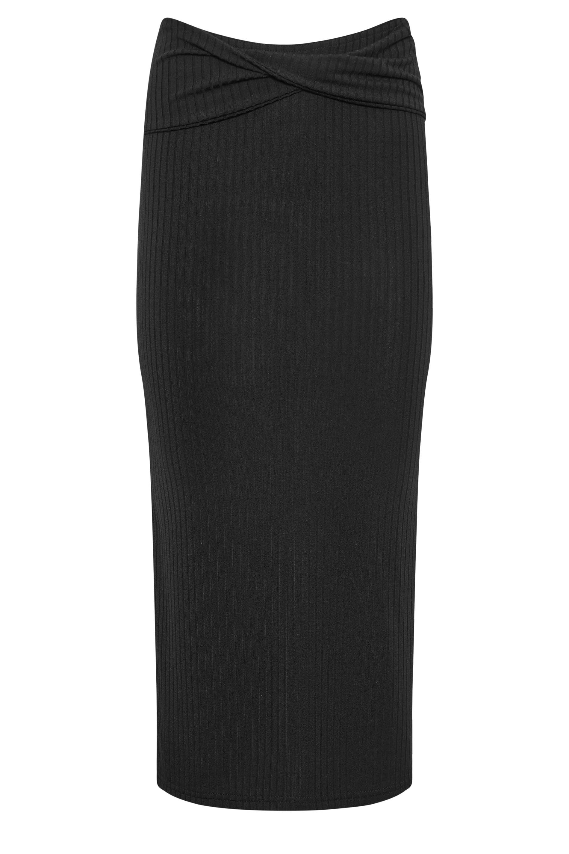 PixieGirl Black Ribbed Twist Front Maxi Skirt | PixieGirl 6