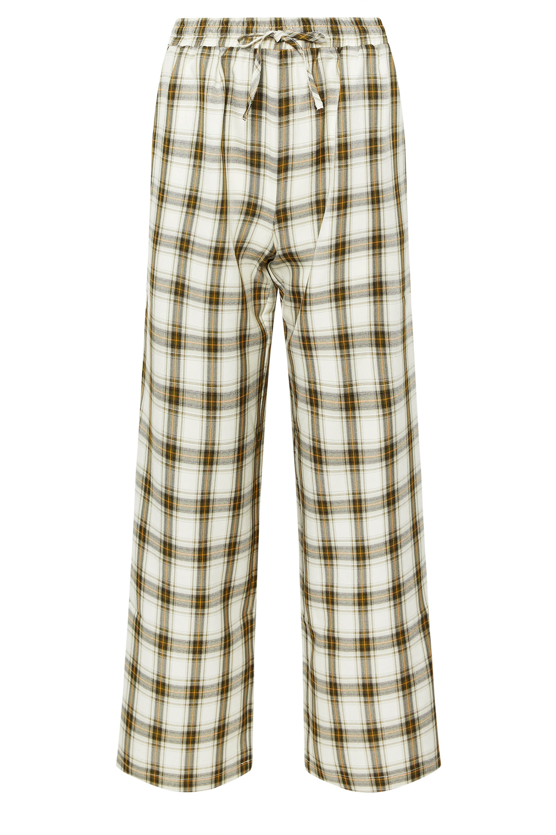 PixieGirl Petite Women's Natural Brown Check Wide Leg Trousers | PixieGirl 5