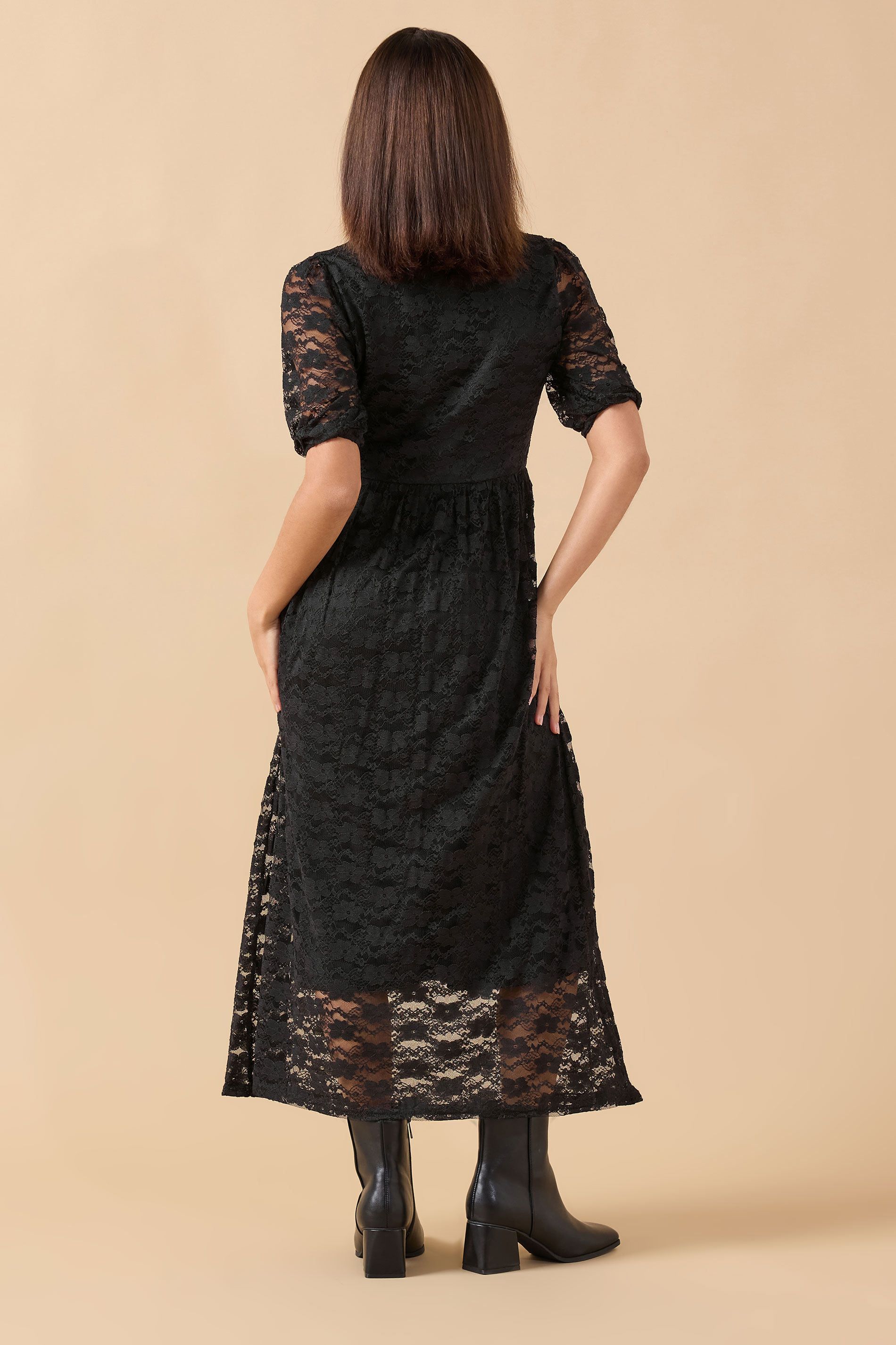 PixieGirl Petite Women's Black Lace Midi Tea Dress | PixieGirl 3