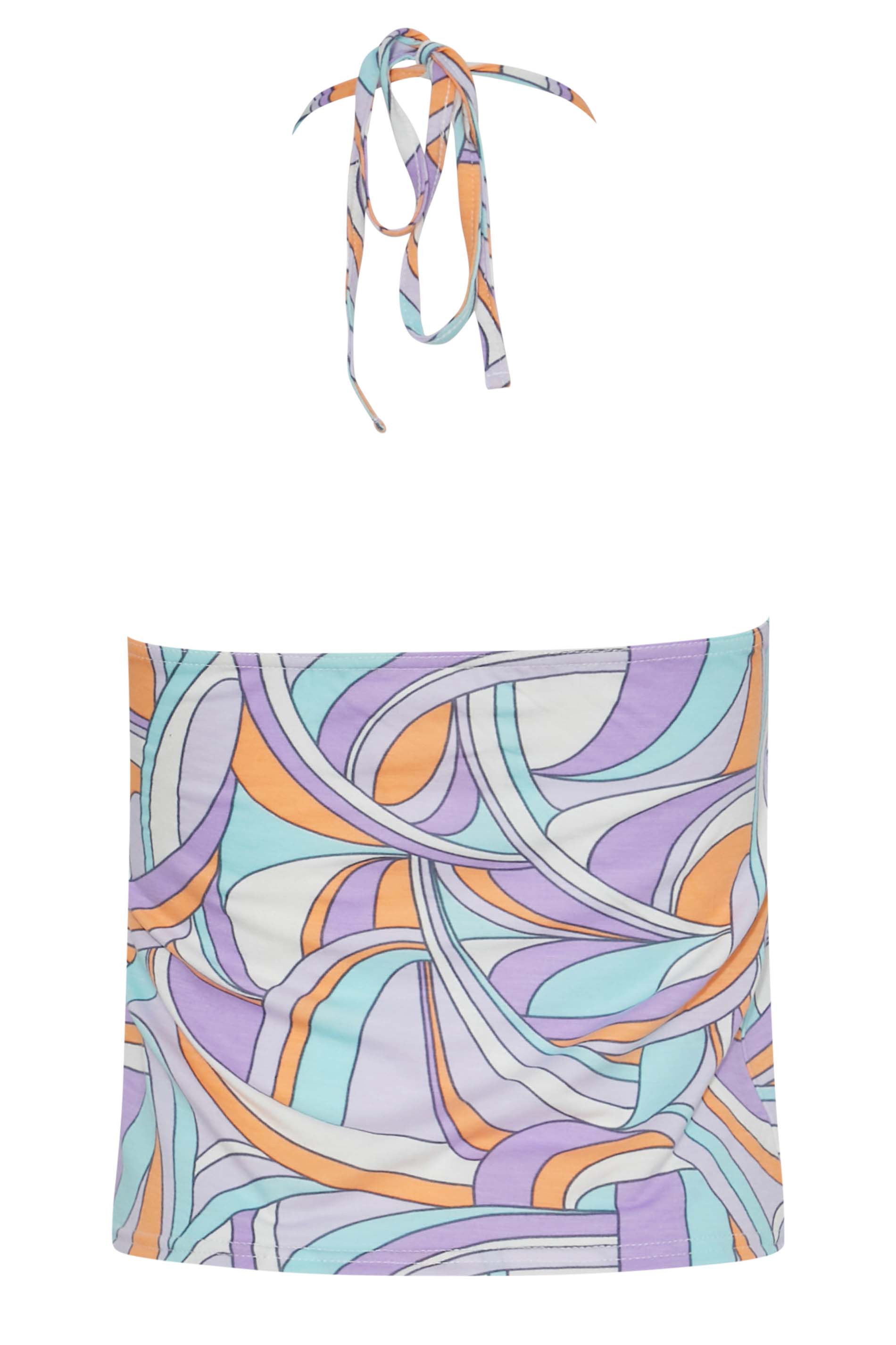 Petite Lilac Purple Swirl Print Halter Neck Top | PixieGirl 6