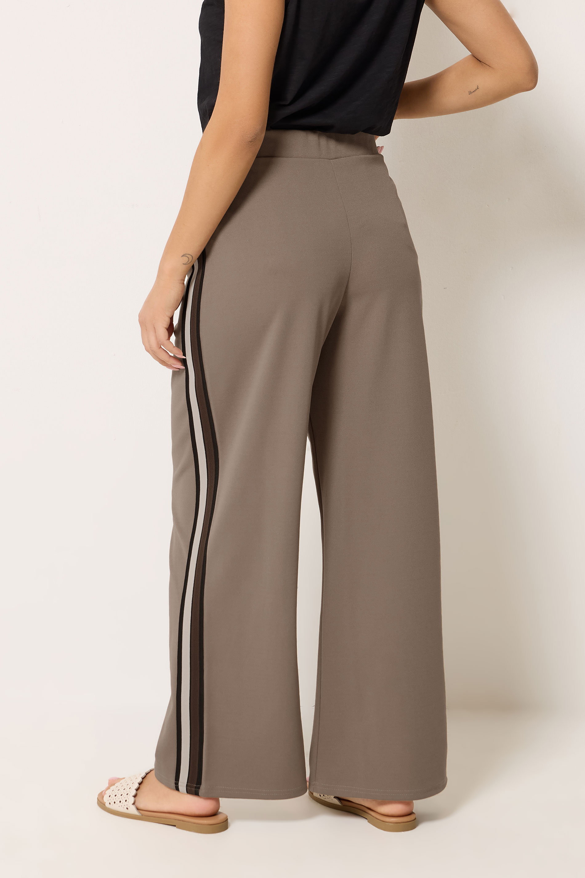 M&Co Petite Mocha Brown Side Stripe Trousers | M&Co 2