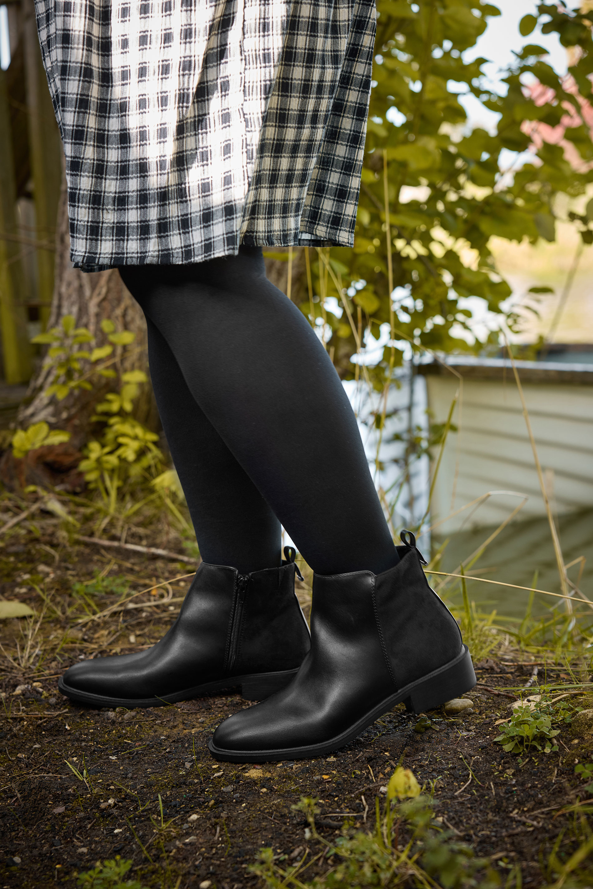 Black Faux Leather Metal Trim Ankle Boots In Extra Wide EEE Fit | Yours Clothing 1