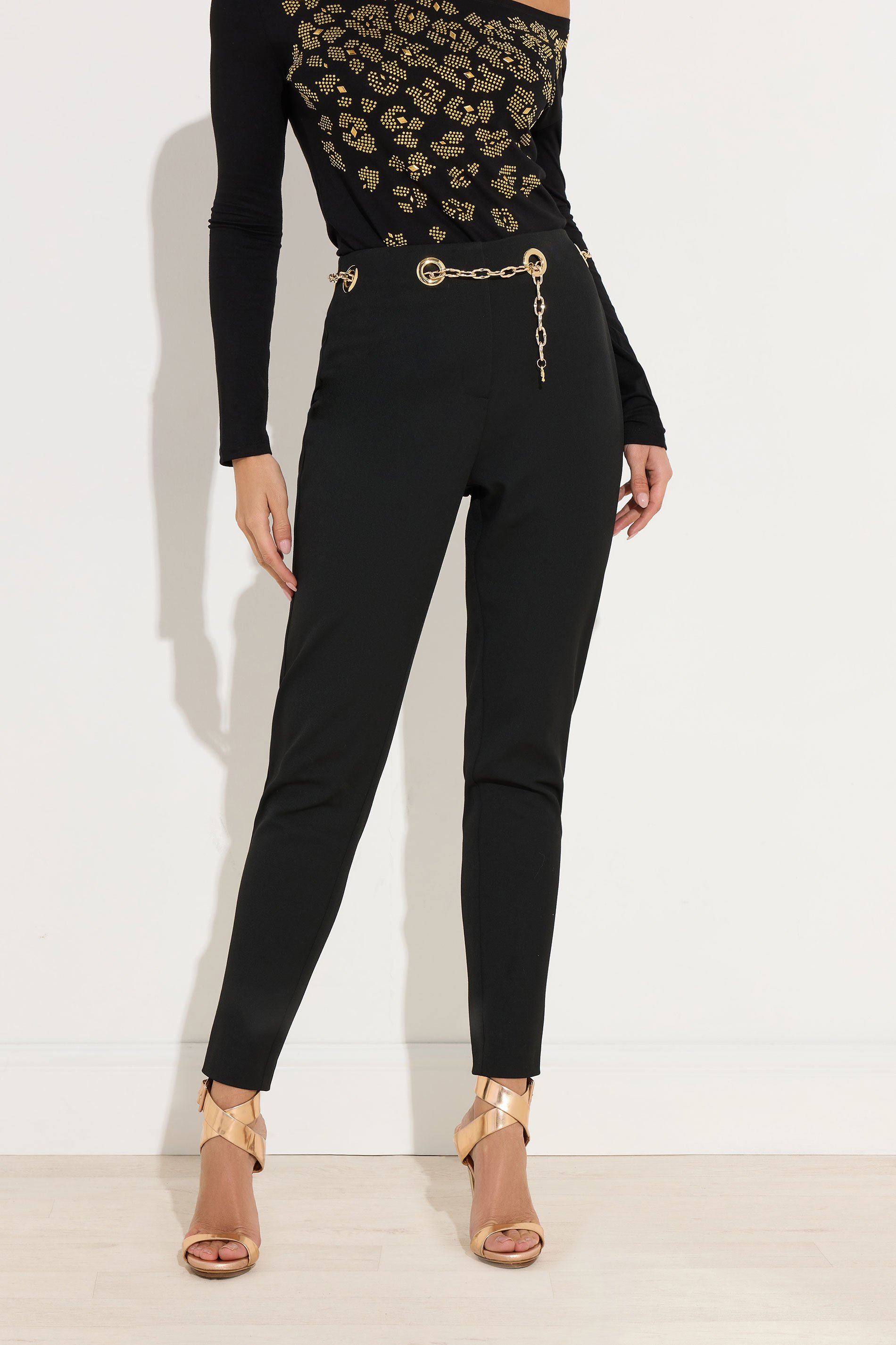 STAR Black Eyelet Chain Waist Trousers | StarByJM 3