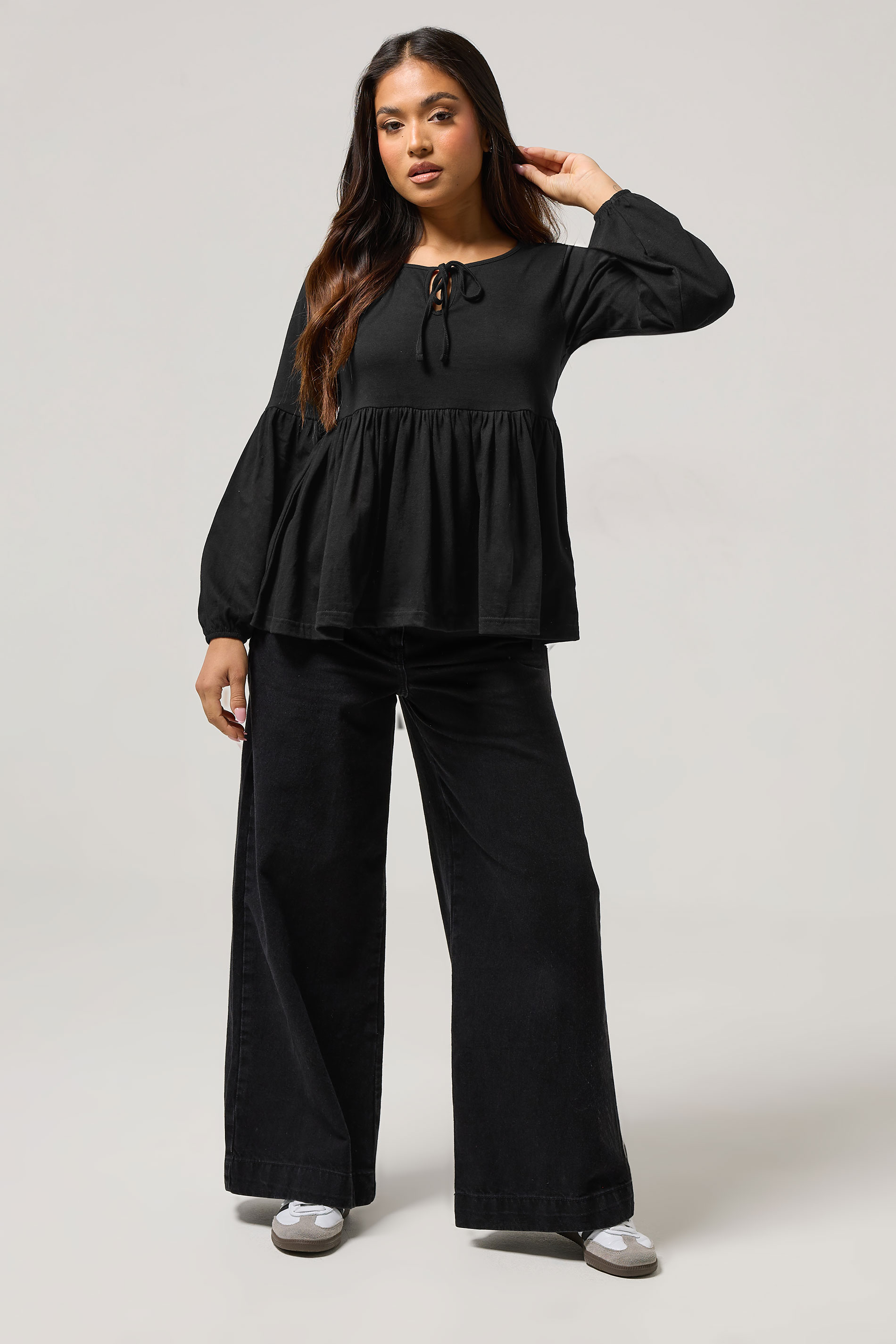 PixieGirl Petite Women's Black Tie Front Smock Top | PixieGirl 2