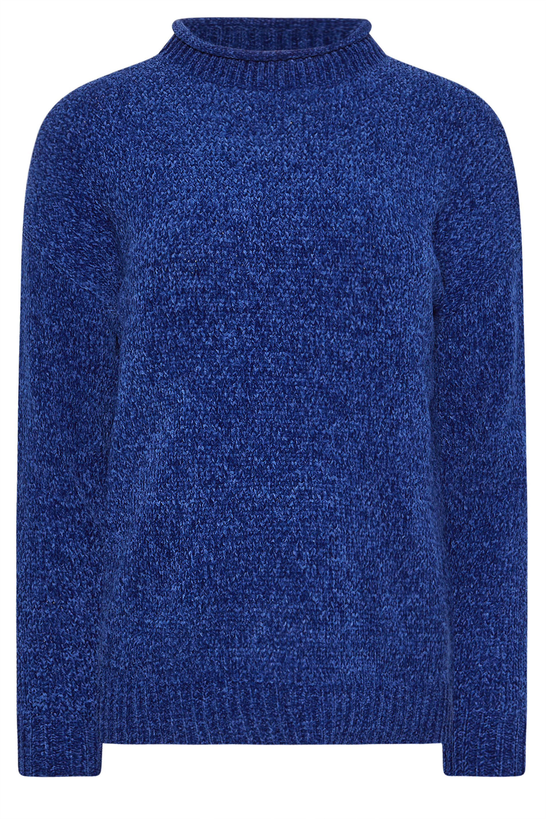 PixieGirl Petite Women's Royal Blue Chenille High Neck Jumper | PixieGirl  5