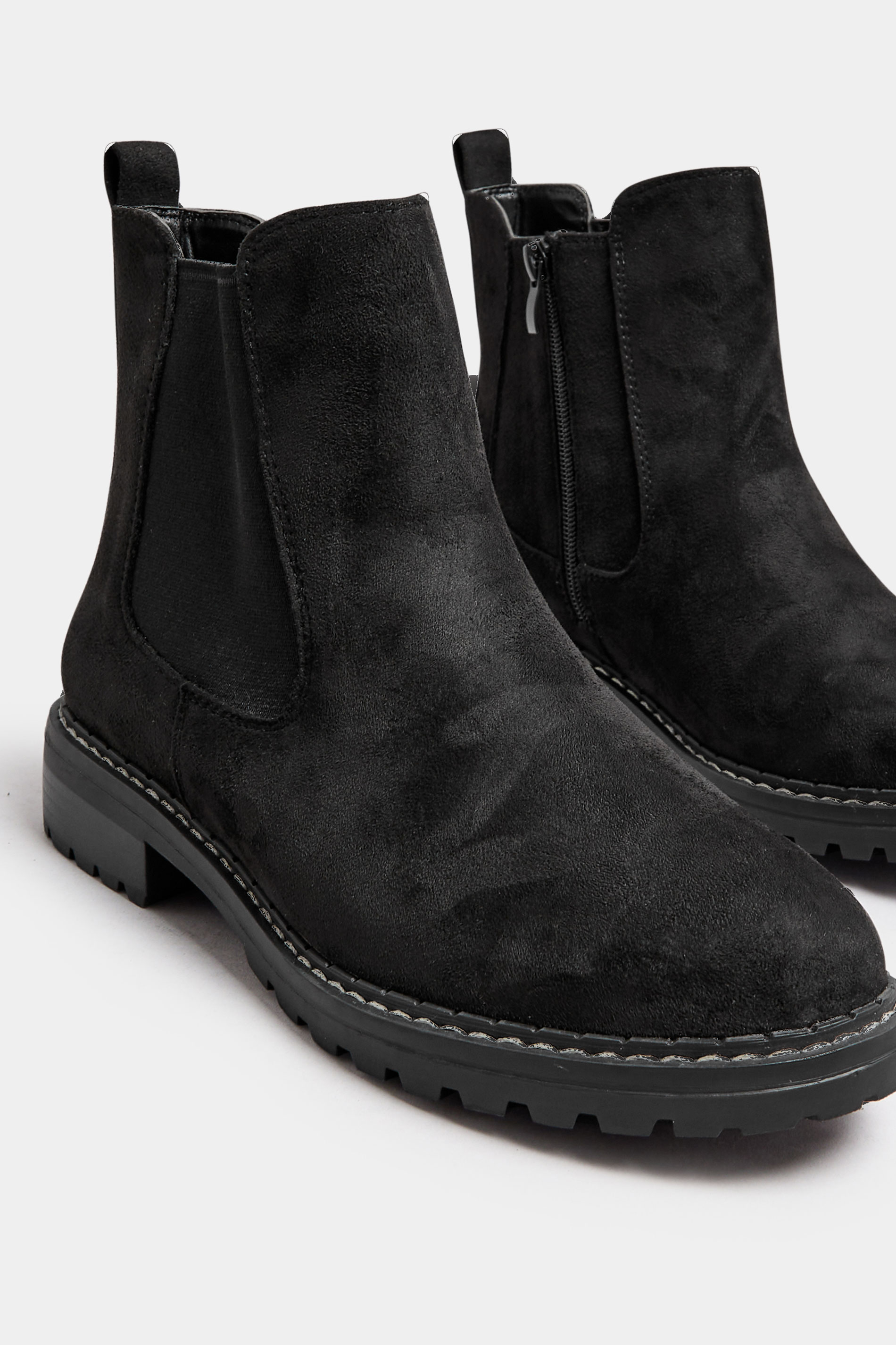 Black Faux Suede Chelsea Boots In Wide E & Extra Wide EEE Fit | Yours Clothing 5