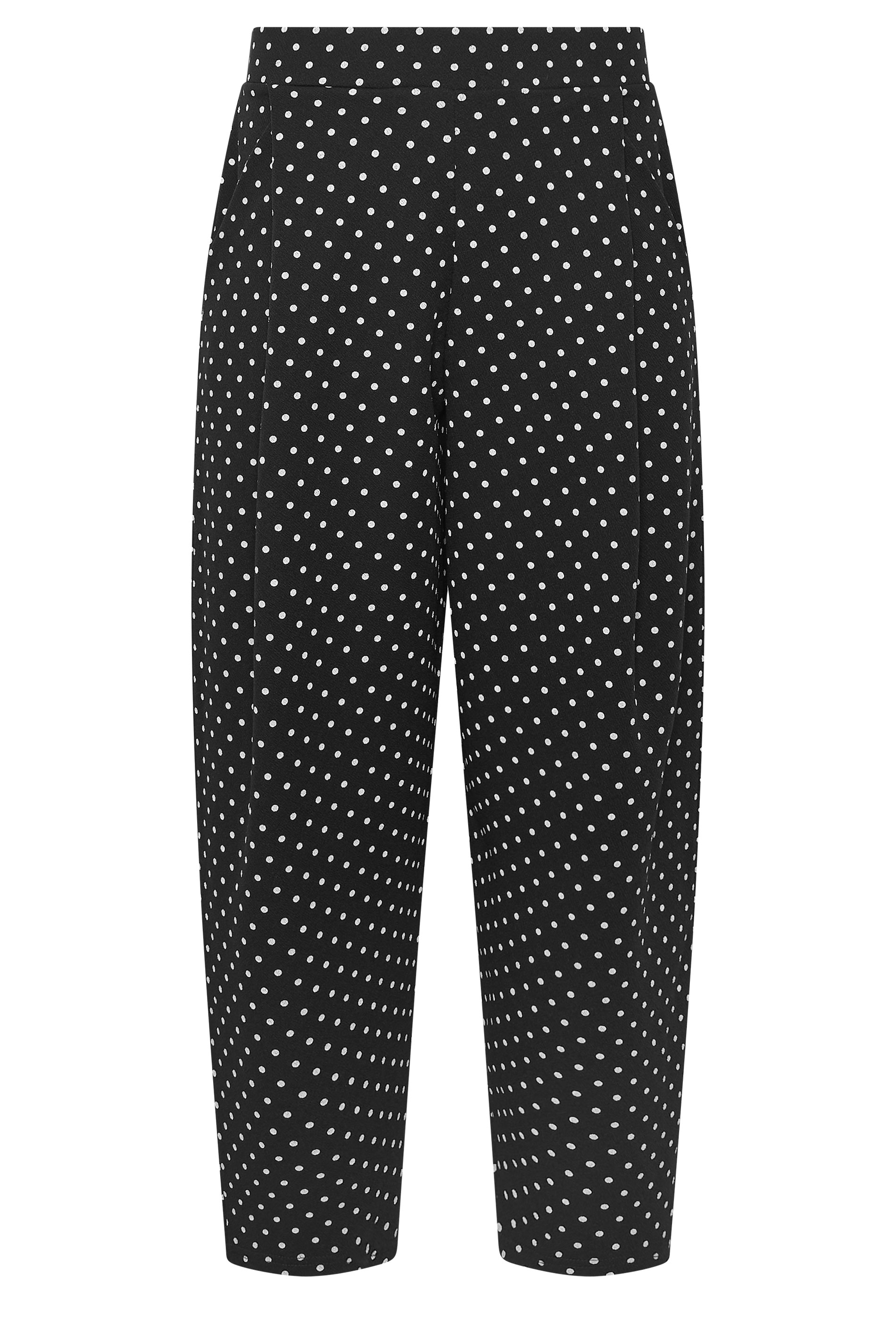 PixieGirl Petite Women's Black Polka Dot Barrel Leg Trousers | PixieGirl 5